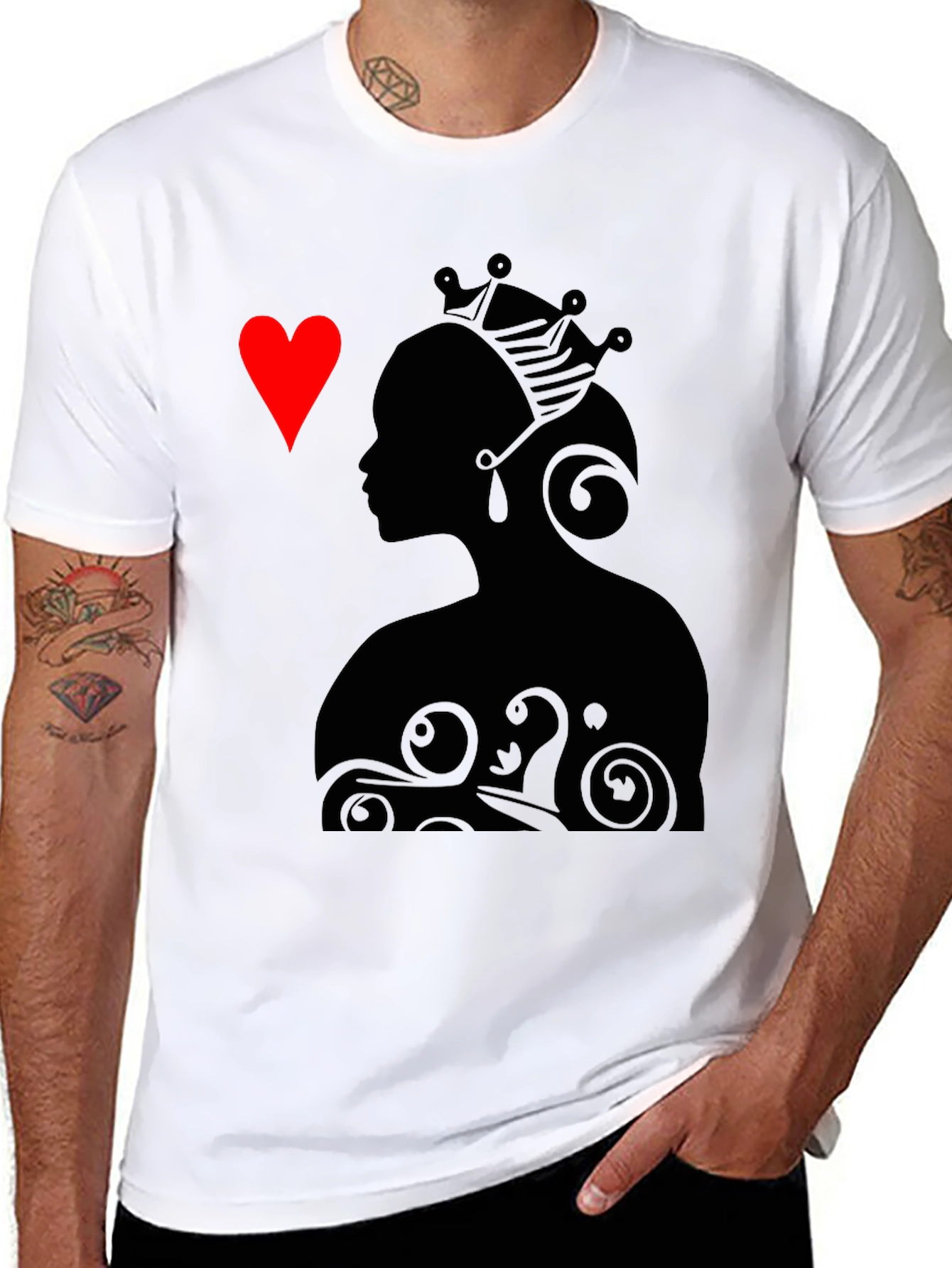 Black Queen of Hearts Graphic Tee - Stylish Black T-Shirt view 8