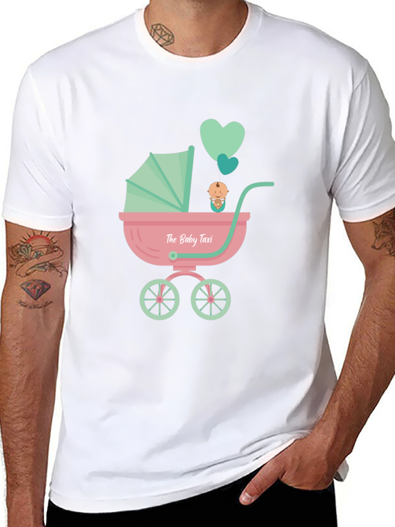 Black The Baby Taxi T-Shirt - Cute Stroller Design view 8