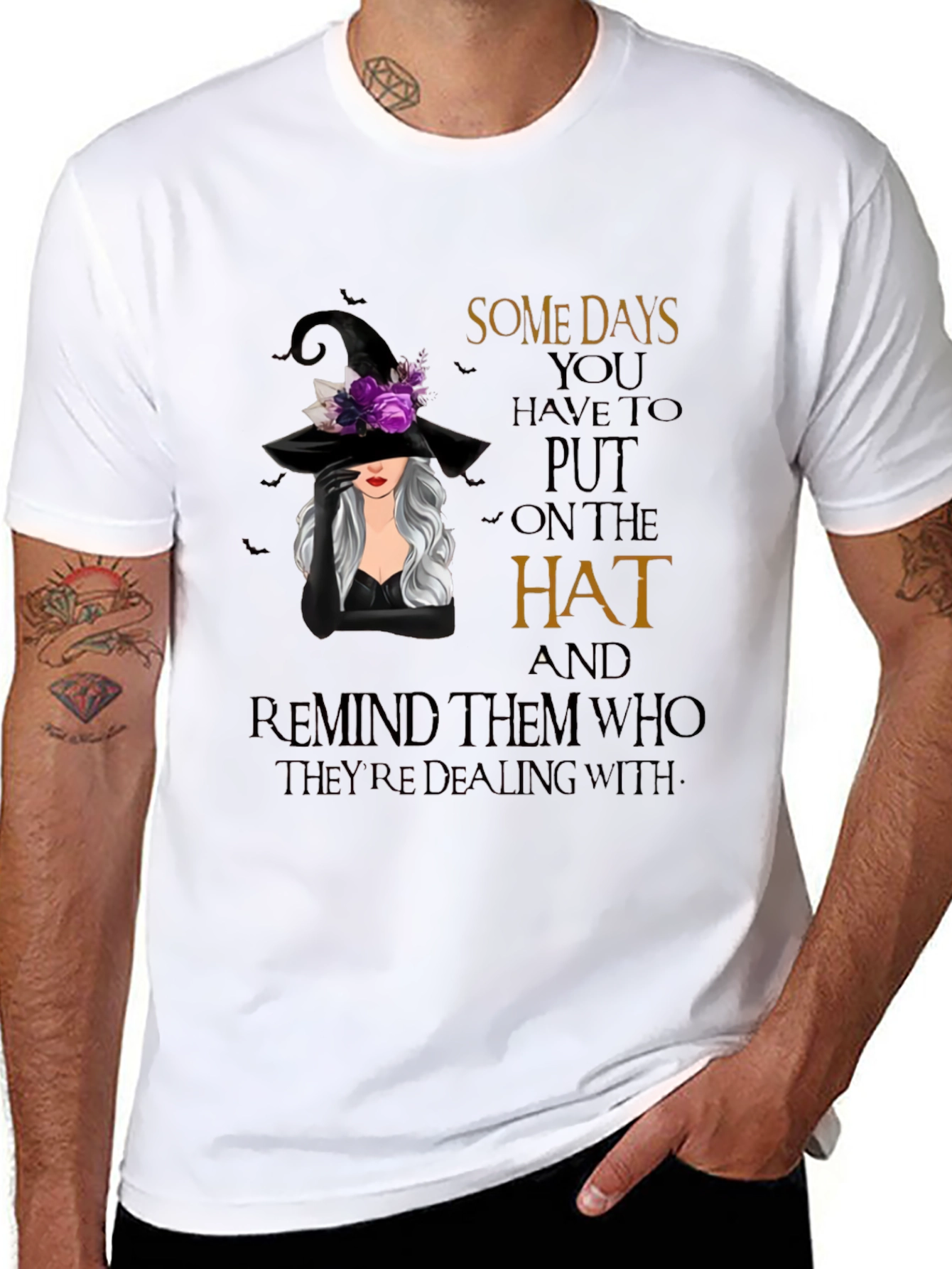 Black Witch Hat T-Shirt: Some Days You Have to Put On The Hat Tee view 8