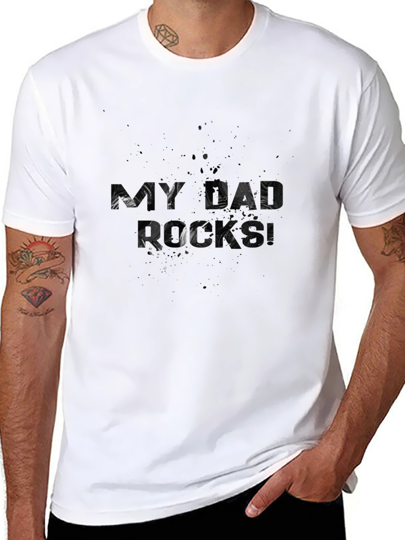 Black Men's Black 'My Dad Rocks' Graphic Tee view 8