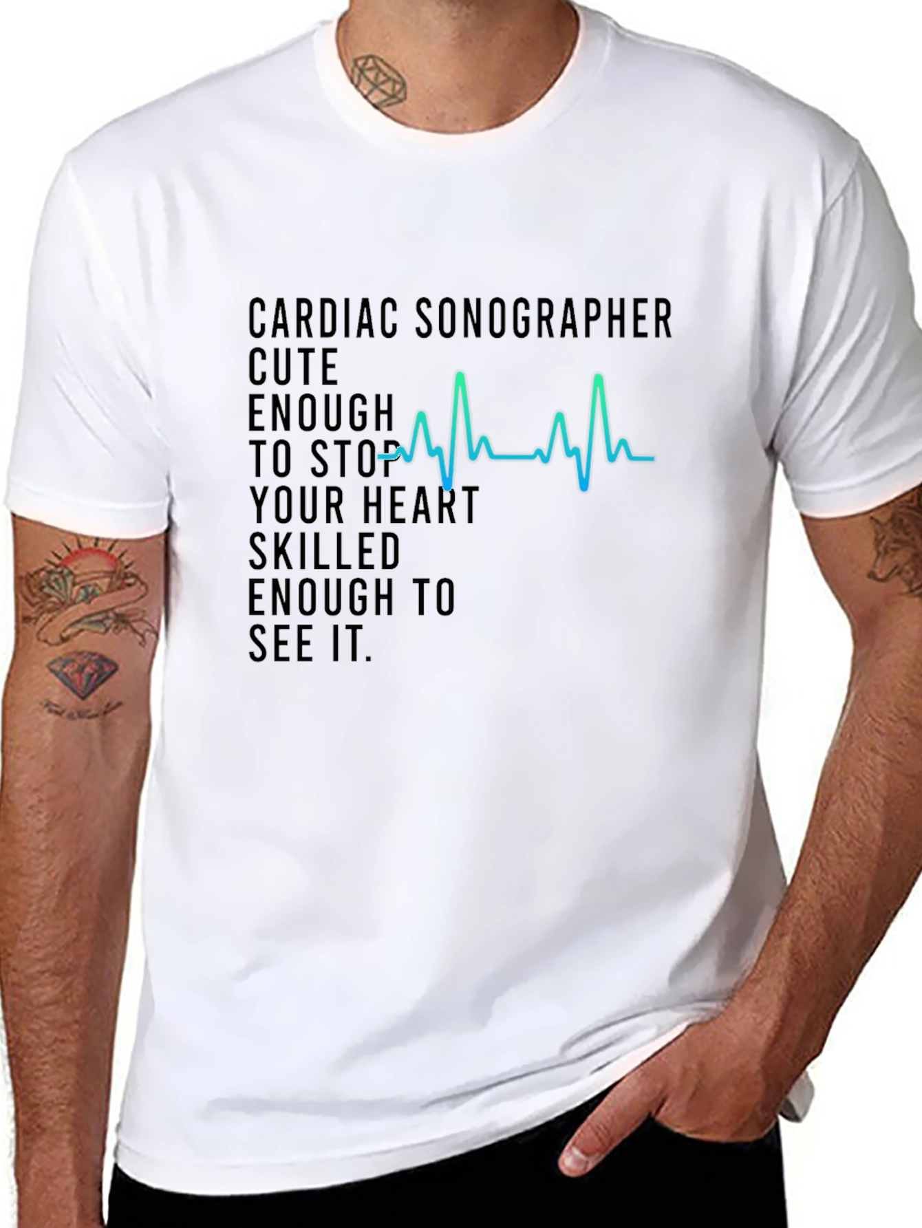 Black Cardiac Sonographer T-Shirt - Cute Enough to Stop Your Heart! view 8