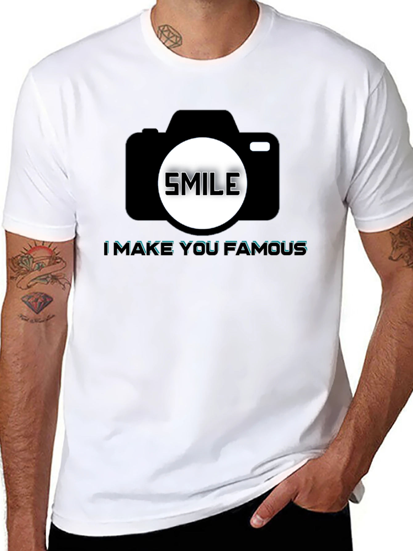 Black Smile Camera T-Shirt - Make You Famous view 8
