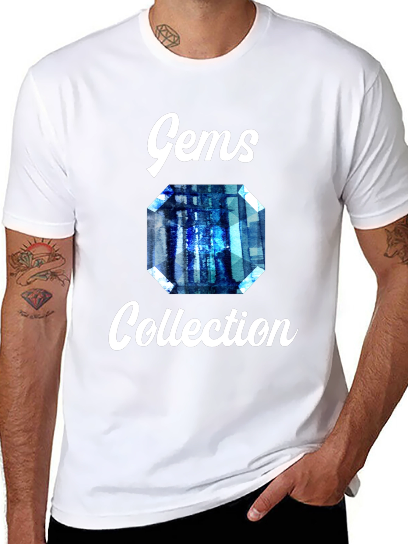 Black Gems Collection Graphic Tee - Stylish Gemstone Design view 8