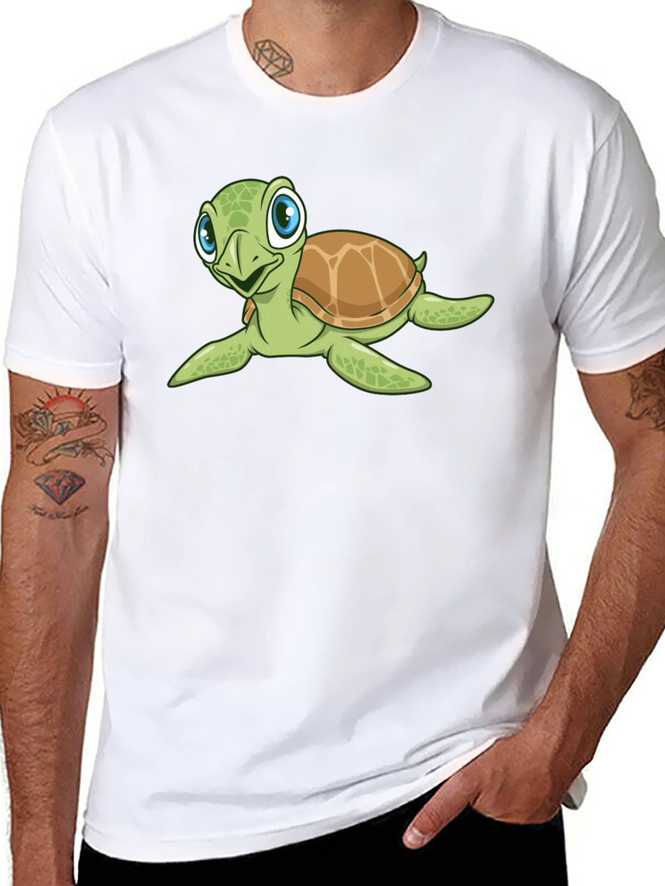 Black Turtle Graphic Tee - Black Cotton T-Shirt view 8