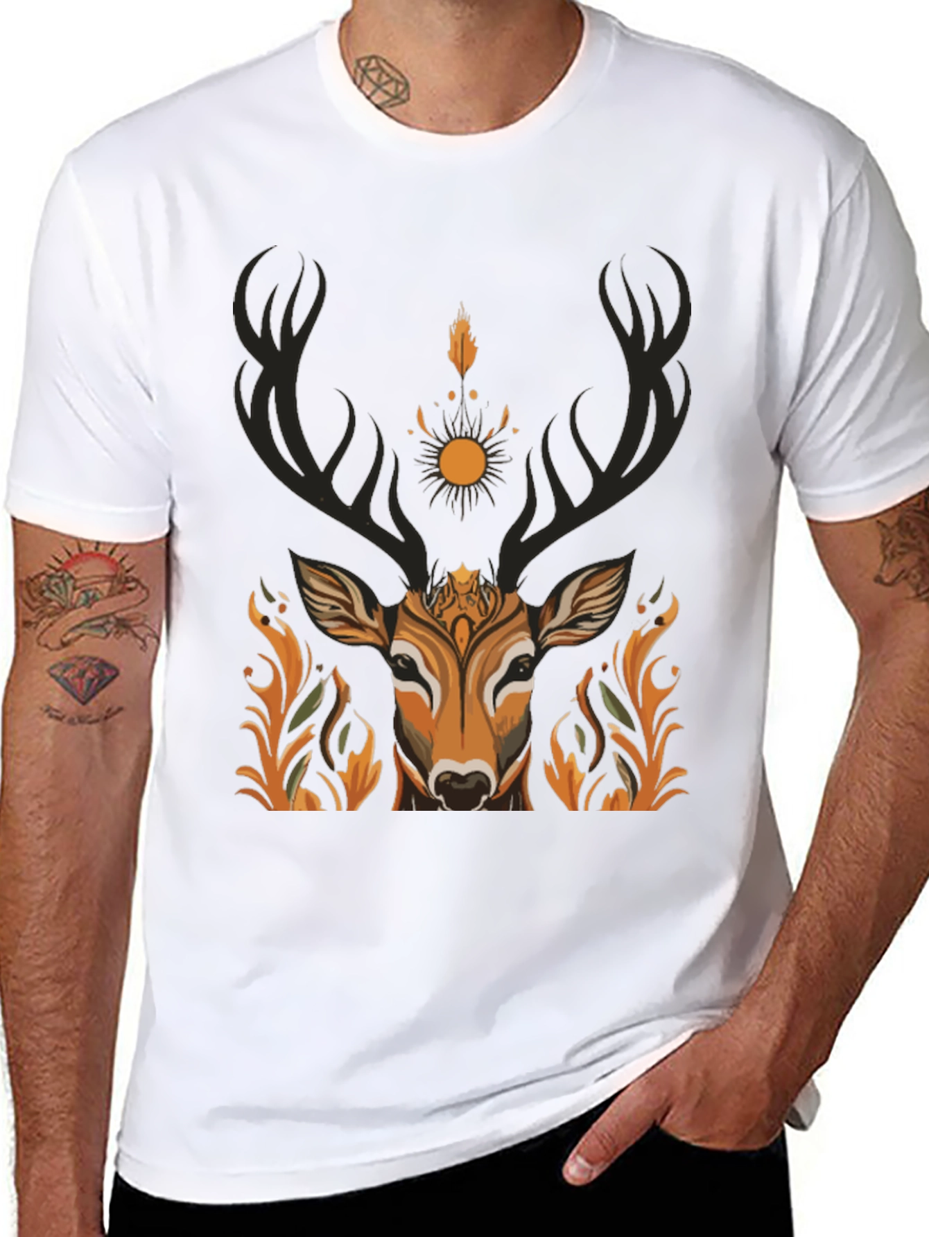 Black Mystic Deer Graphic Tee - Nature Inspired Design view 8