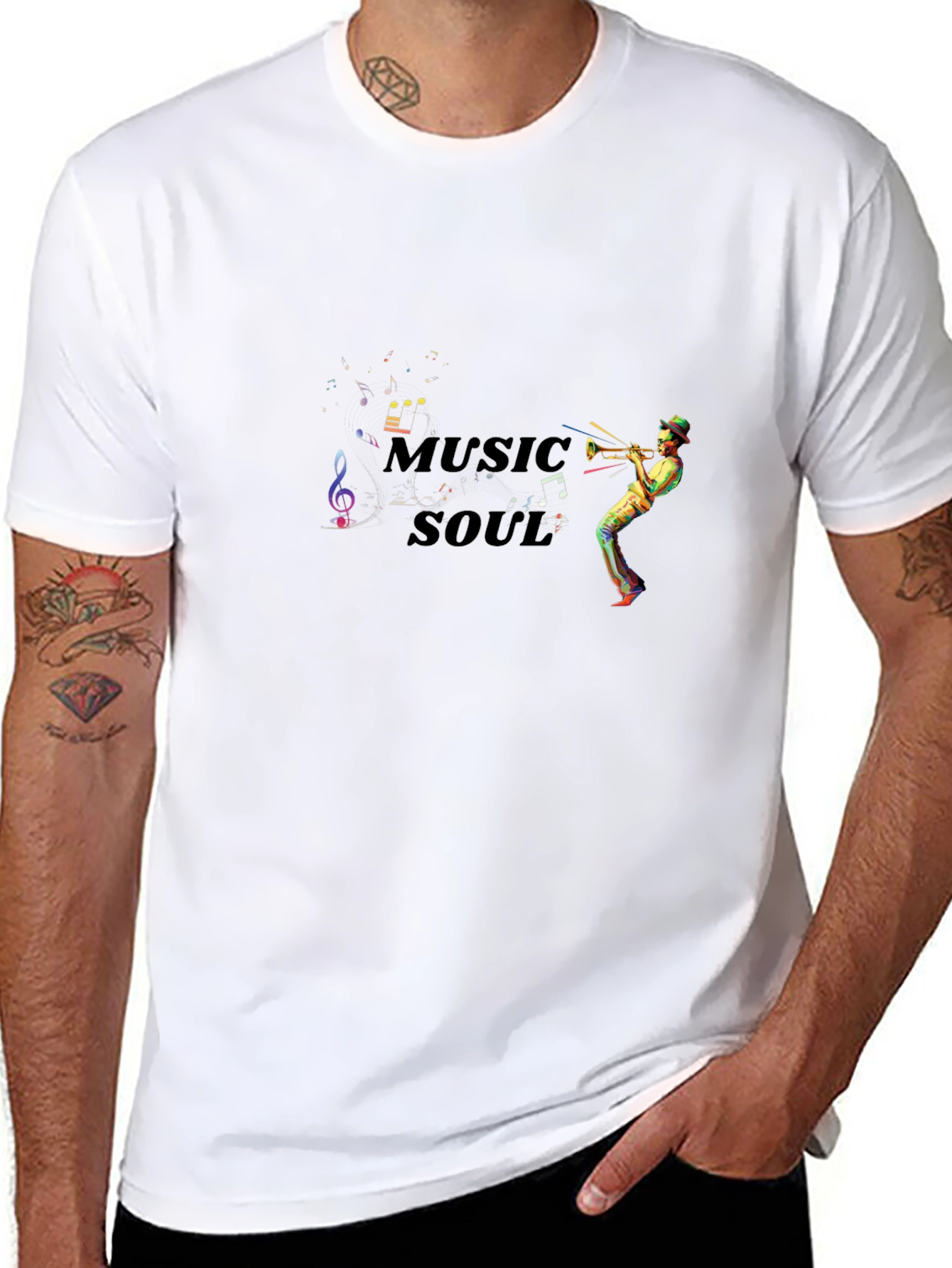 Black Music Soul T-Shirt -  Musical Trumpet Player view 8