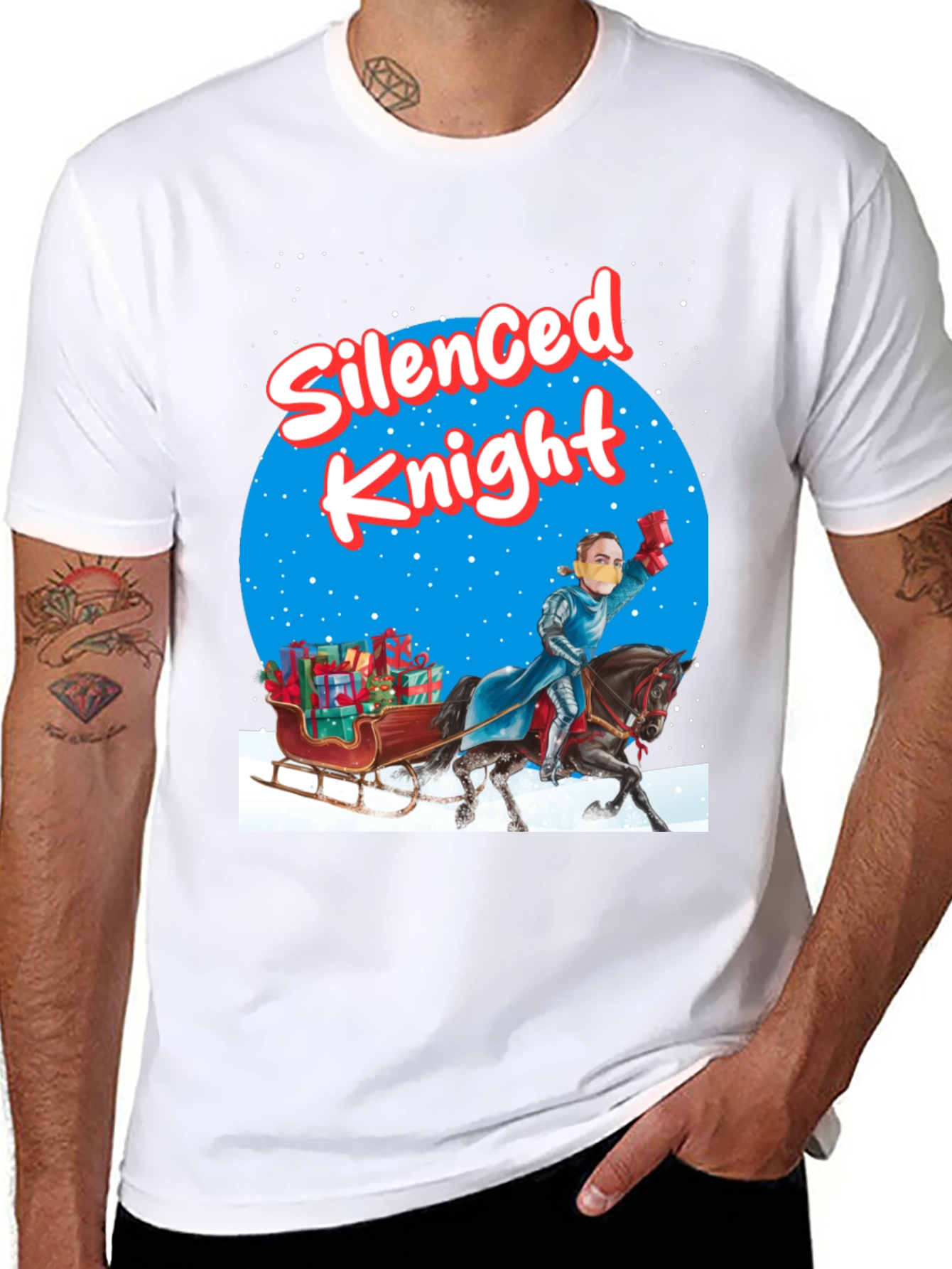 Black Silenced Knight Holiday T-Shirt view 8