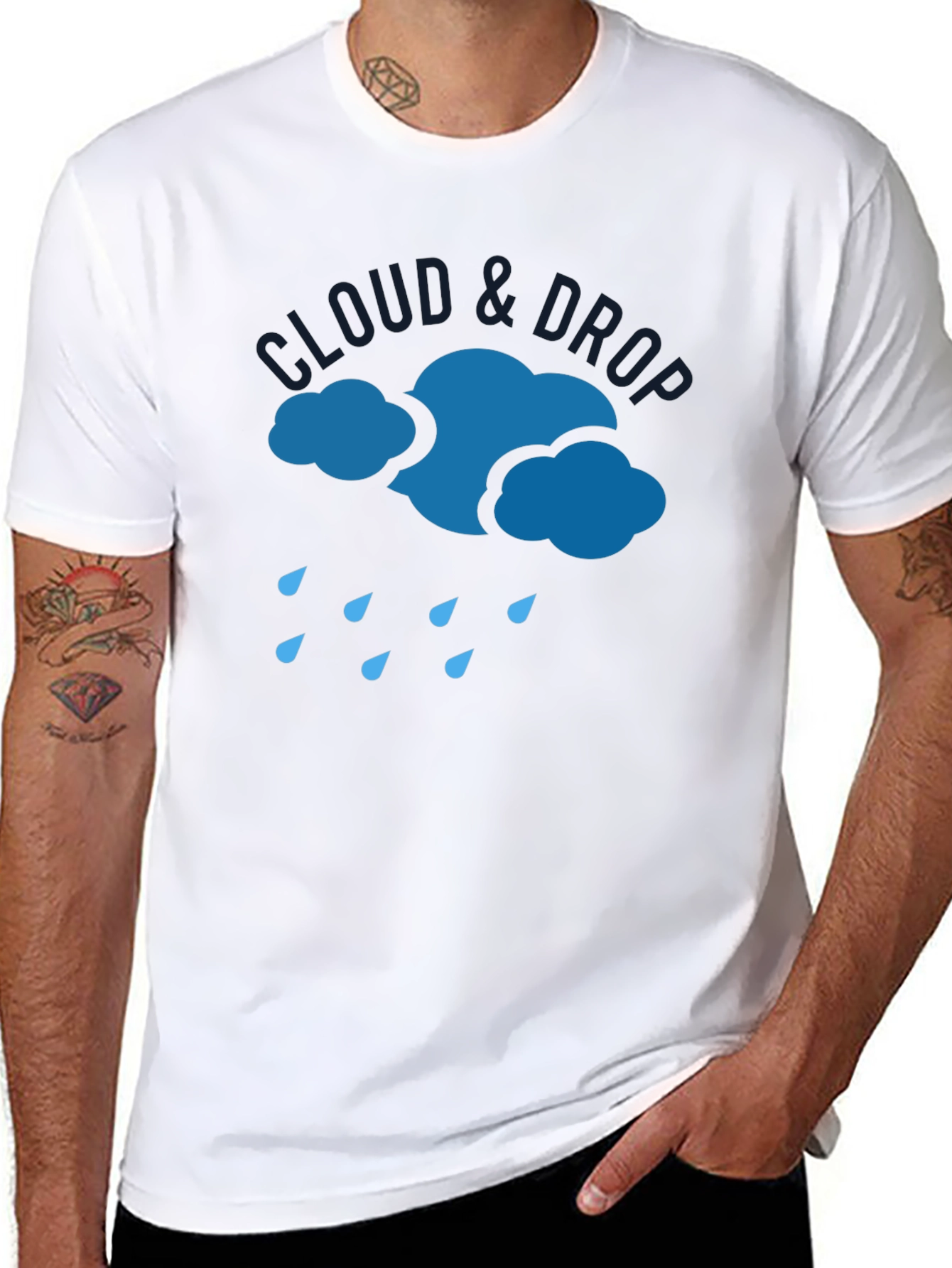 Black Cloud & Drop Graphic T-Shirt - Modern Casual Wear view 8