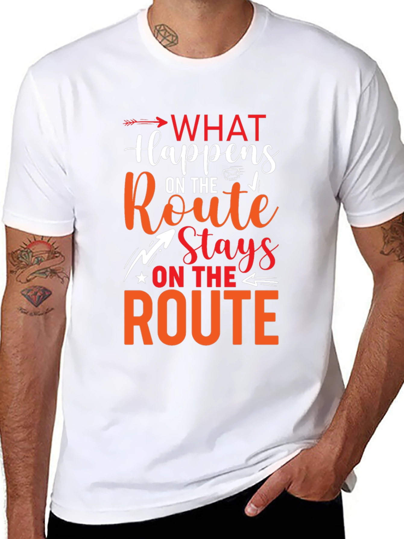 Black What Happens On The Route Stays Graphic T-Shirt view 8