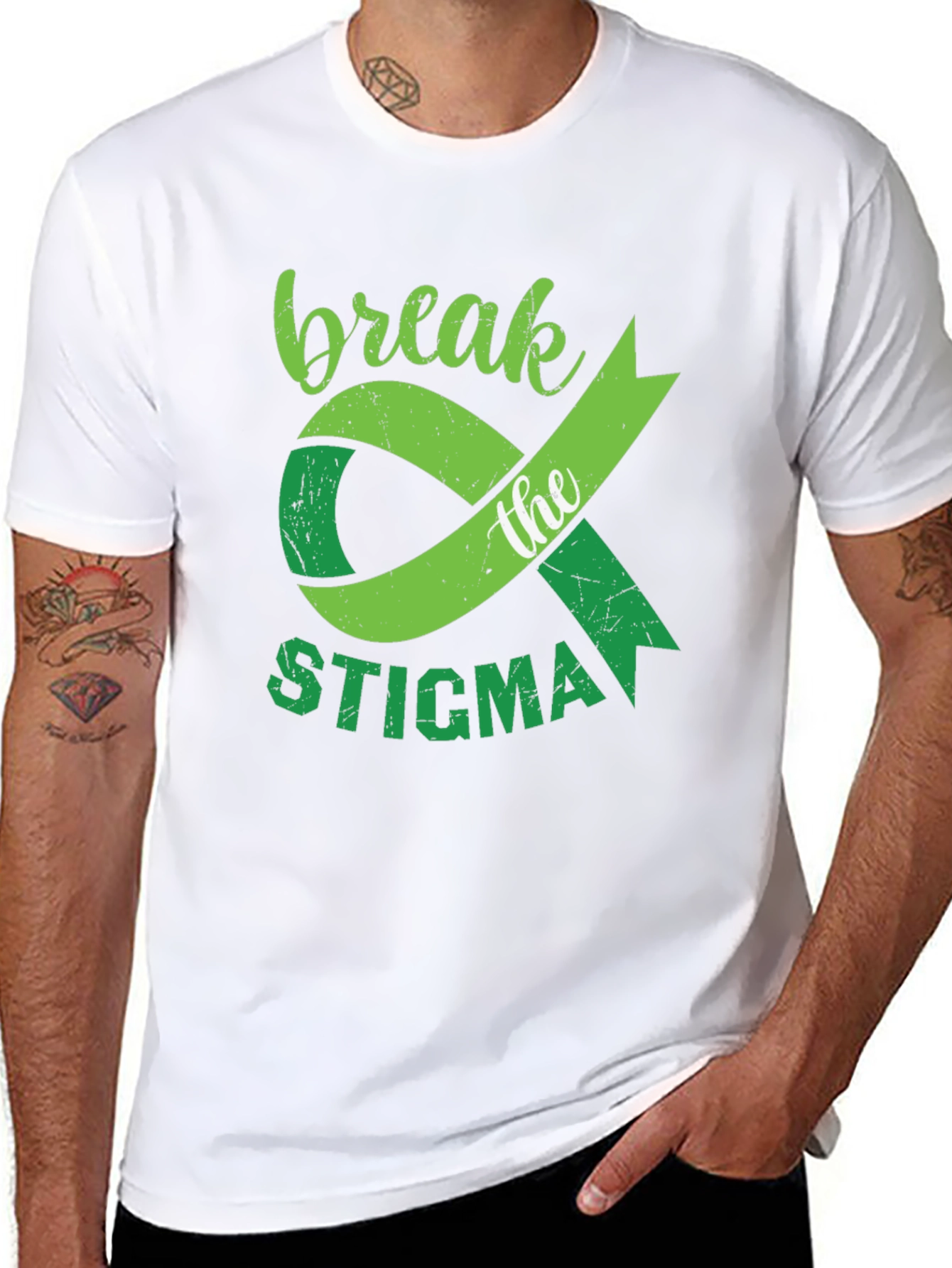 Black Break the Stigma T-Shirt Mental Health Awareness view 8