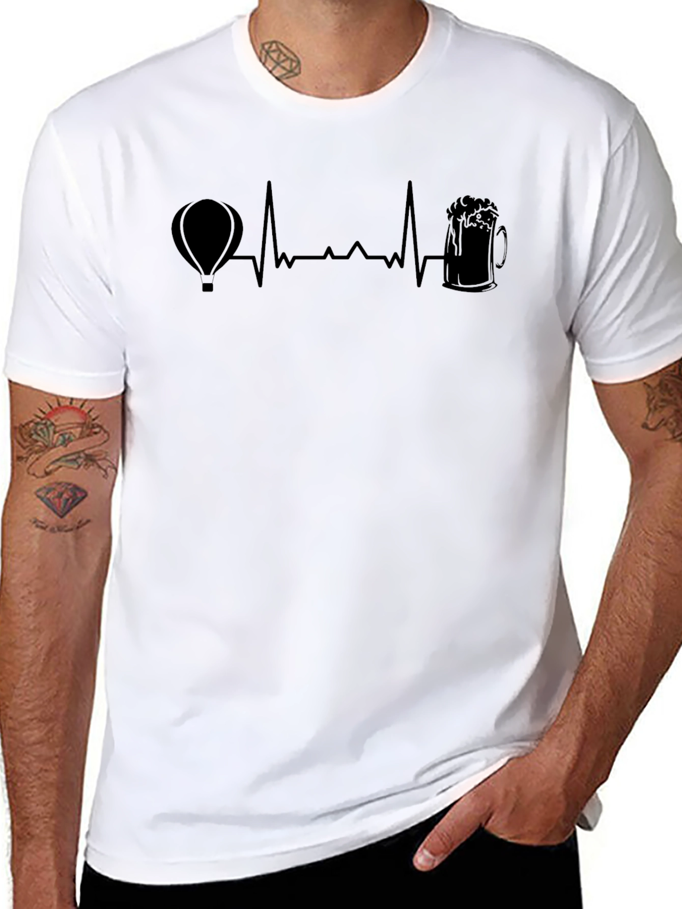 Black Heartbeat T-Shirt: Balloon and Beer view 8