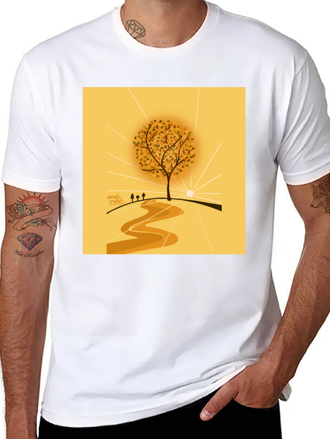 Black Nature Inspired Graphic Tee - Artistic Tree Design view 8