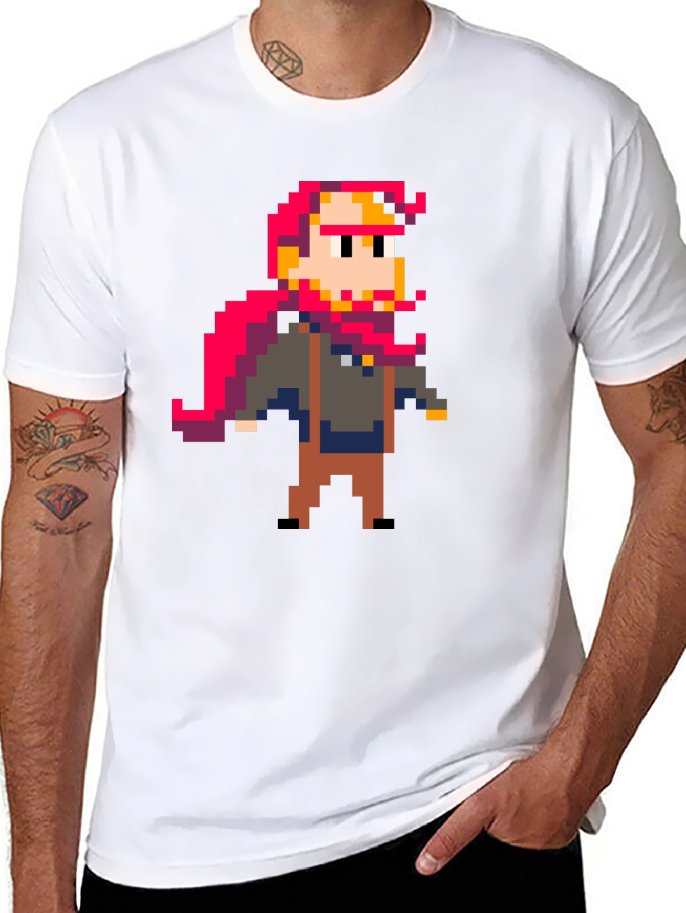 Black Pixel Art Graphic T-Shirt view 8
