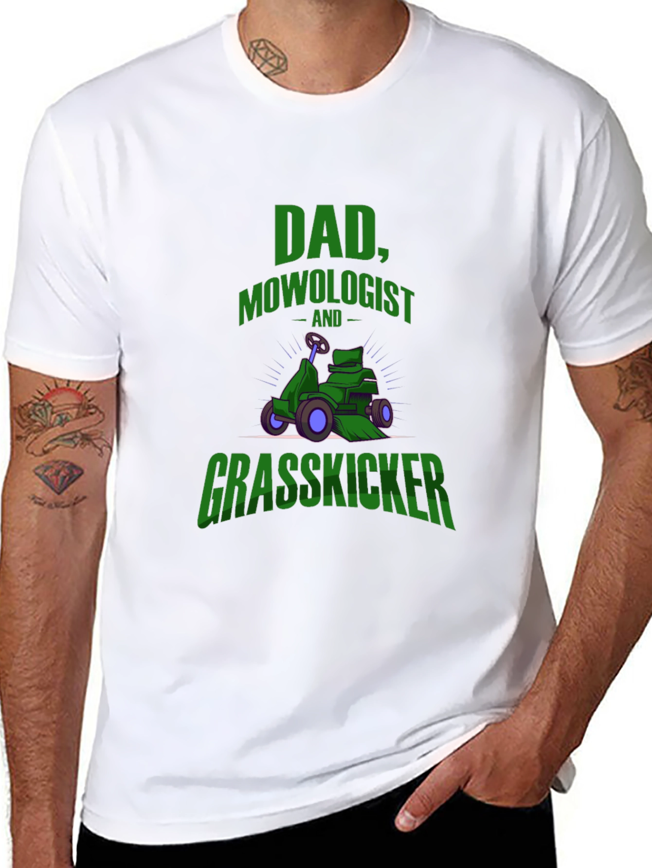 Dad Mowologist Grasskicker Graphic T-Shirt - 8