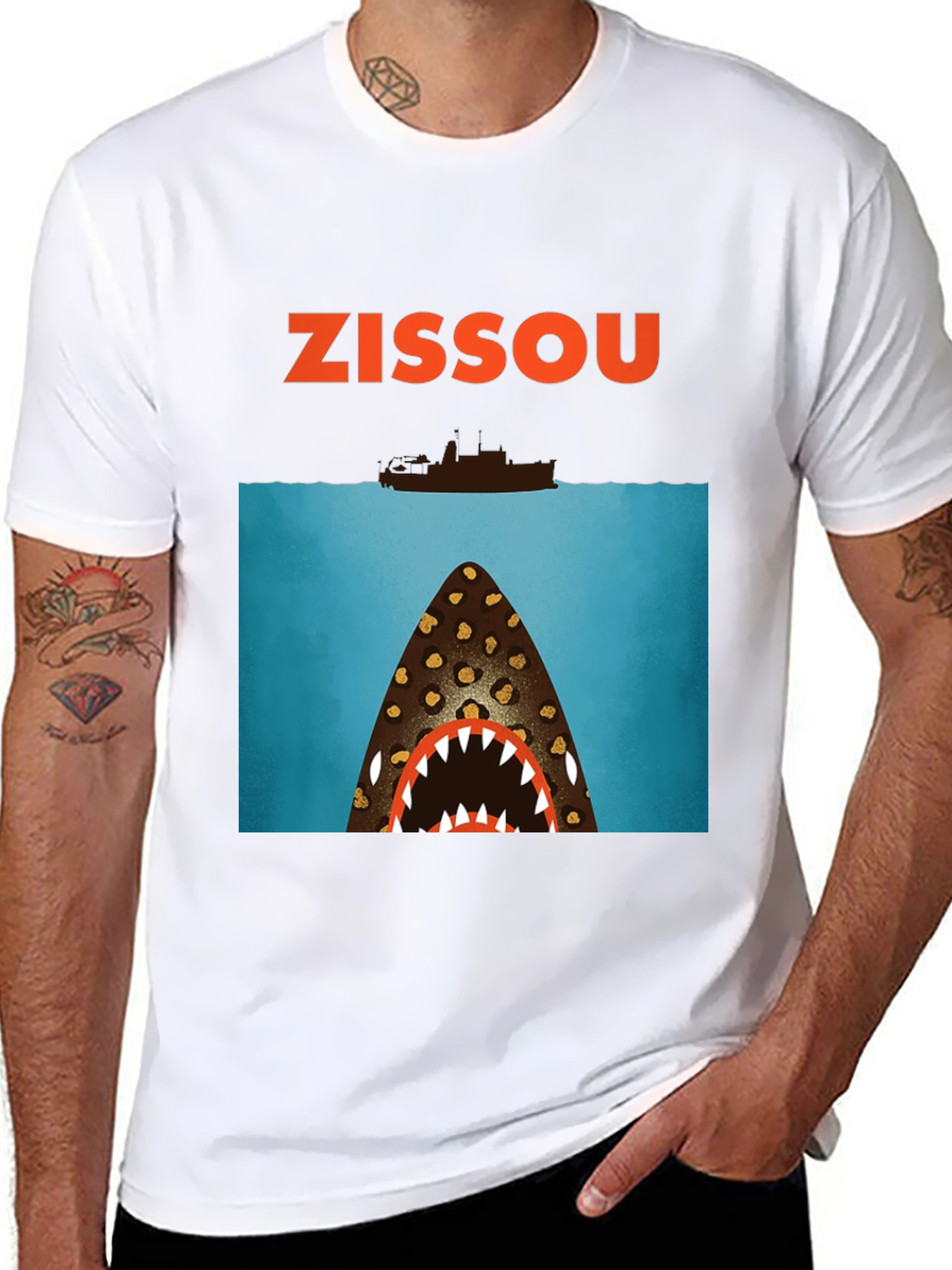 Black Zissou Shark Graphic Tee view 8