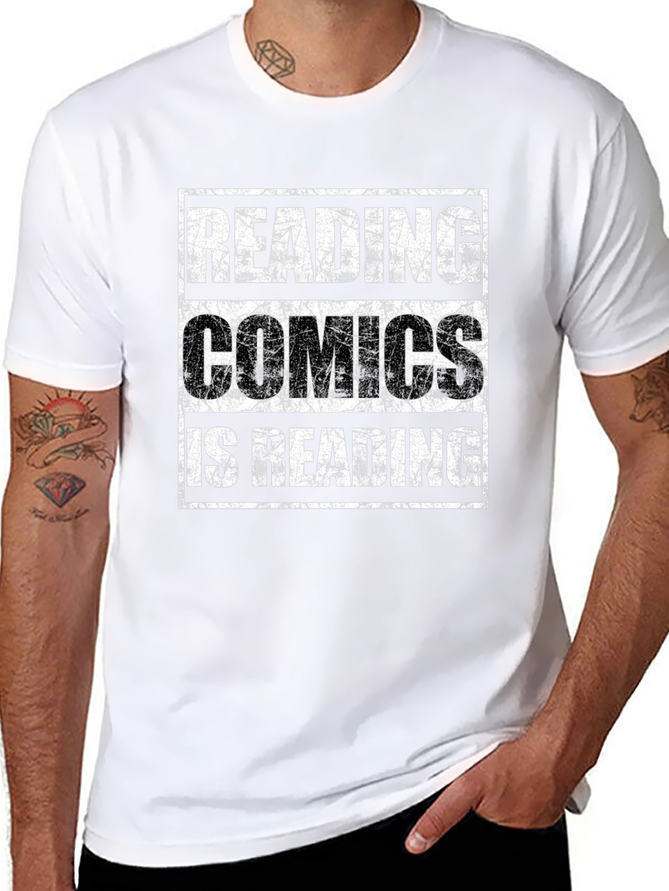 Black Reading Comics T-Shirt - Black Cotton Blend  view 8