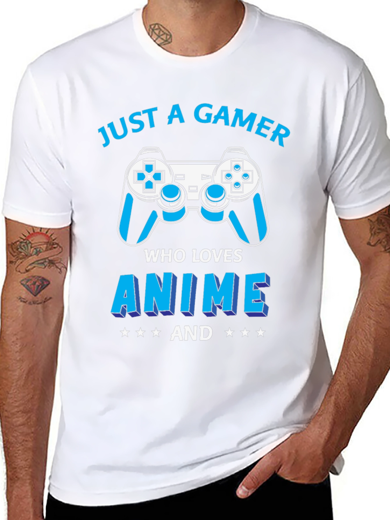 Black Just A Gamer Who Loves Anime T-Shirt view 8