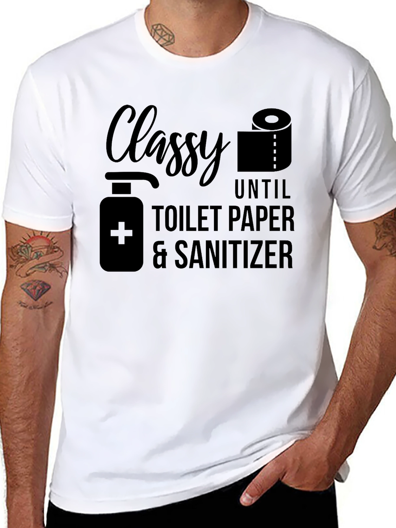 Black Classy Toilet Paper & Sanitizer T-Shirt view 8