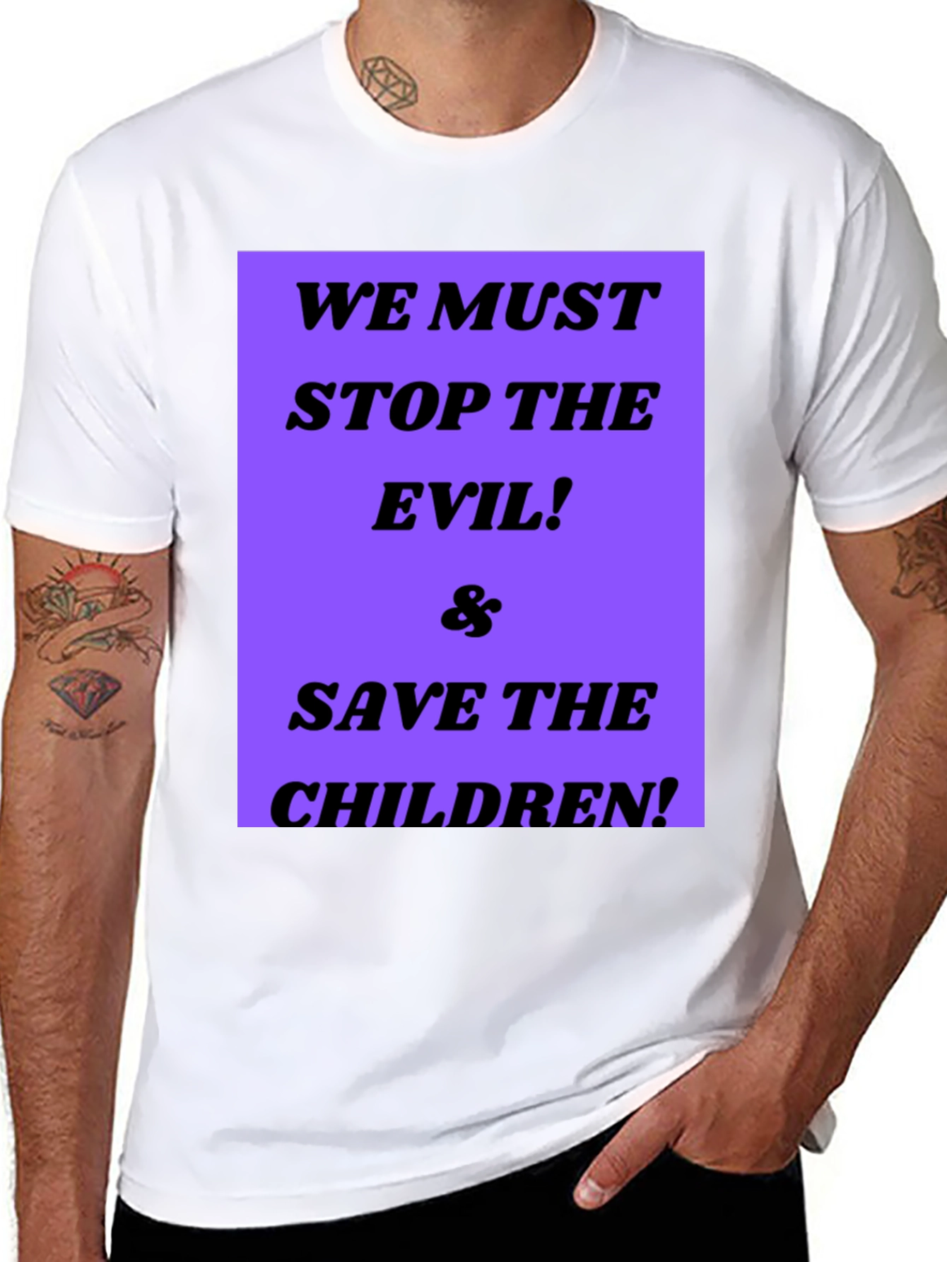 Black Stop the Evil Save the Children T-Shirt view 8