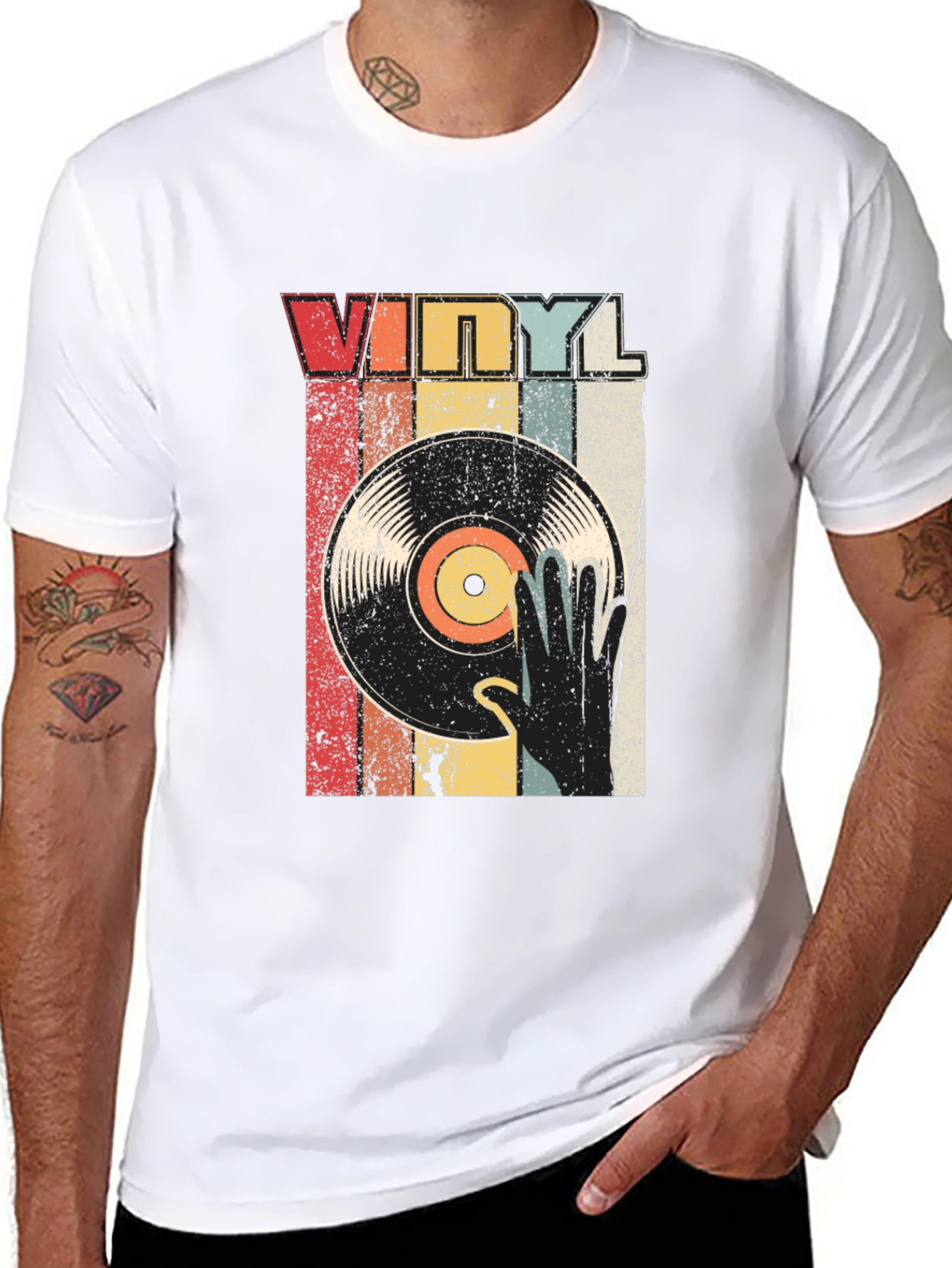 Black Vintage Vinyl Record T-Shirt view 8