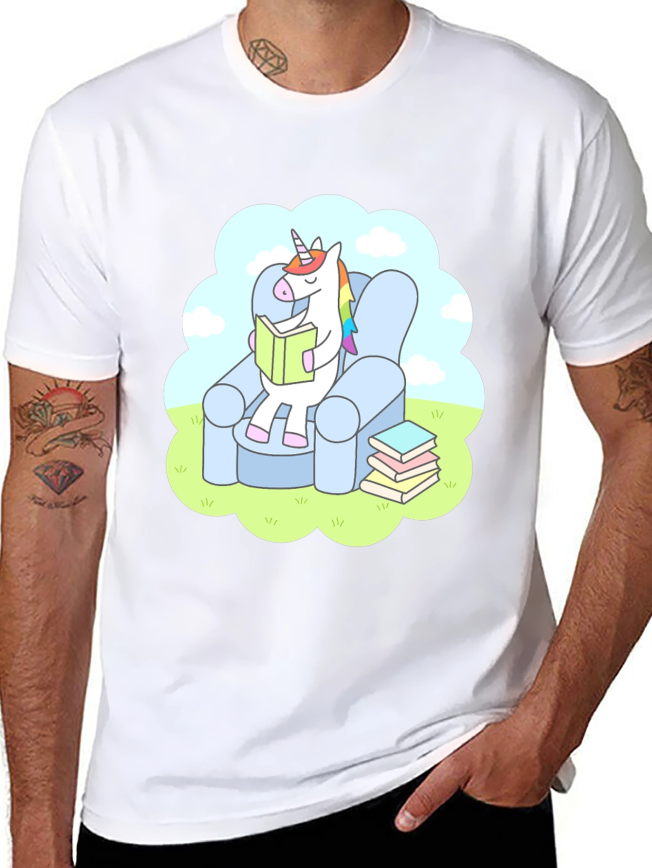 Black Unicorn Reading T-Shirt - Comfy Cotton Tee view 8