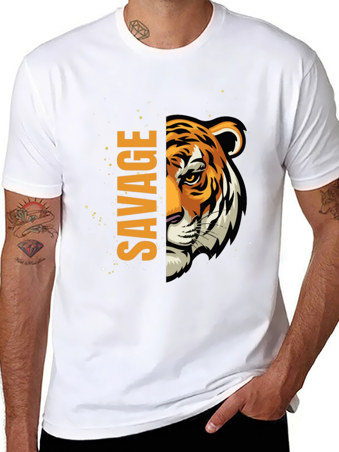 Black Savage Tiger Graphic Black T-Shirt view 8