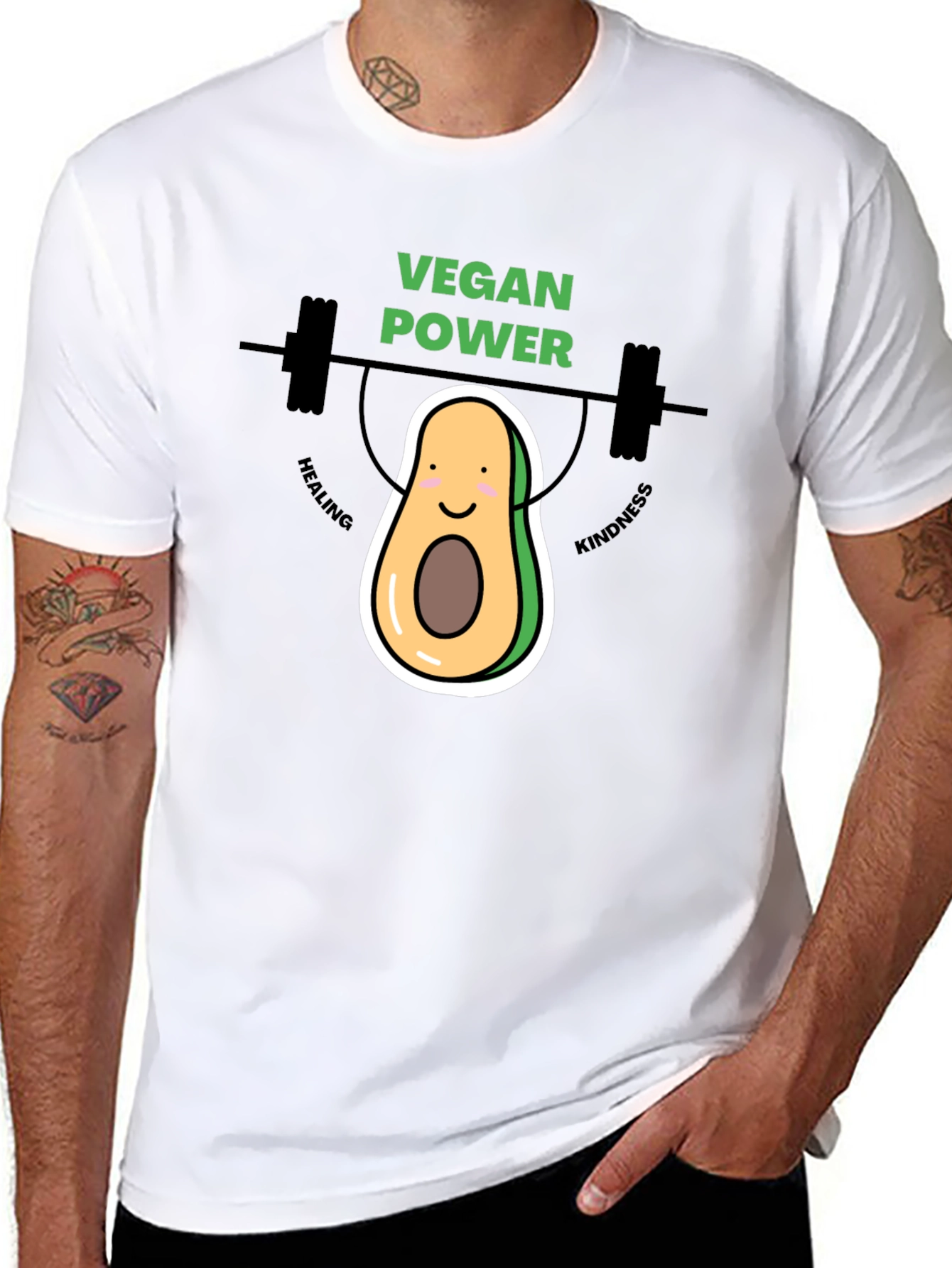 Black Vegan Power Avocado Graphic Tee view 8