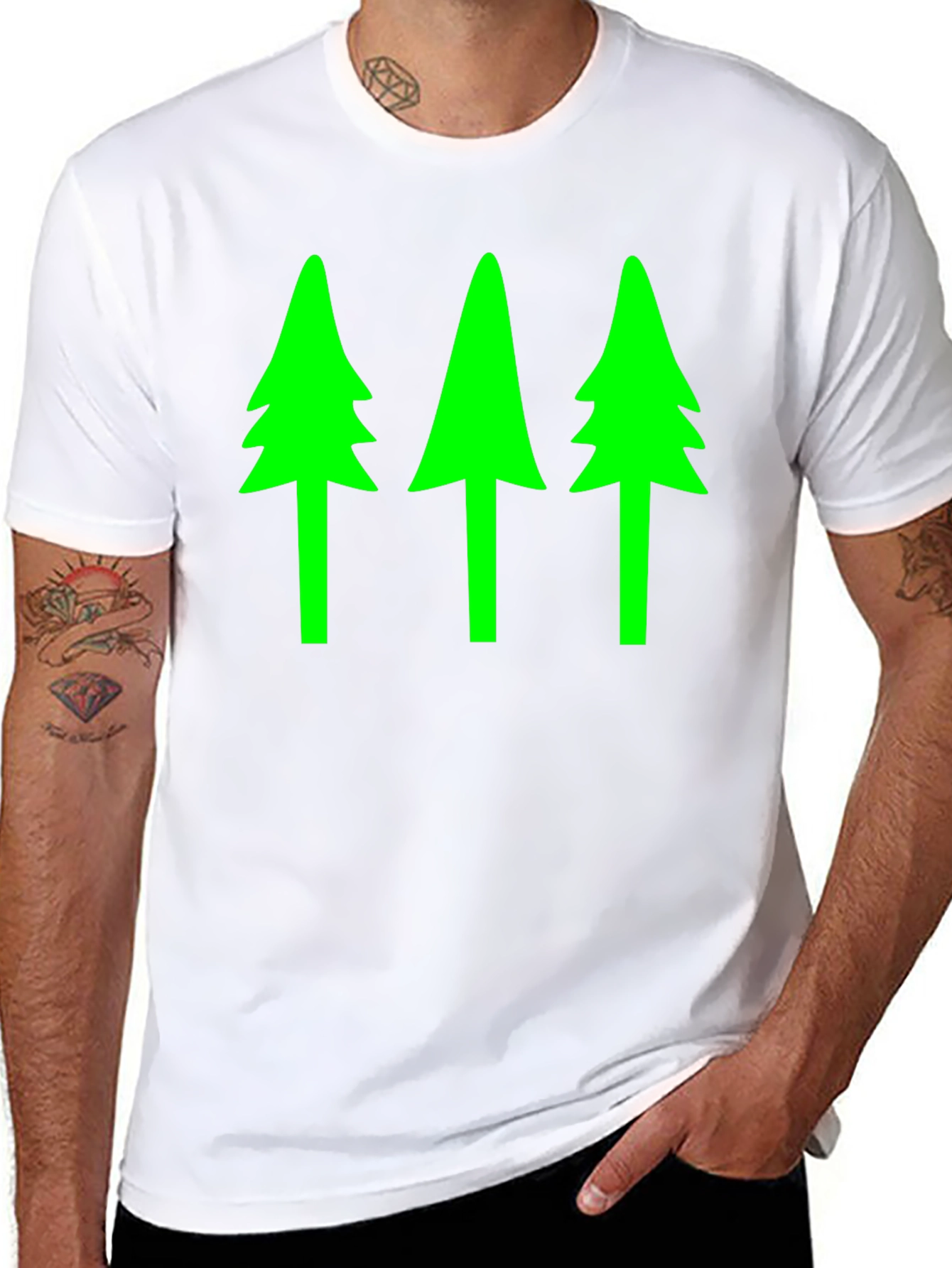 Black Green Tree Graphic Black T-Shirt view 8