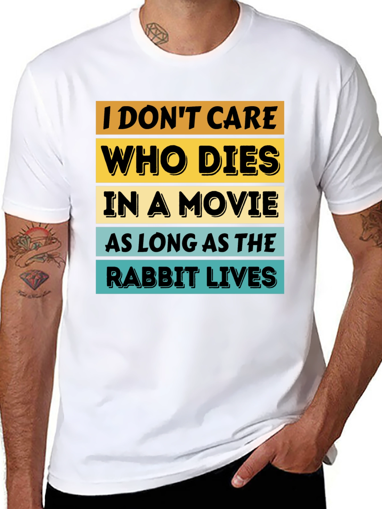 Black Funny Rabbit Lover Movie T-Shirt view 8