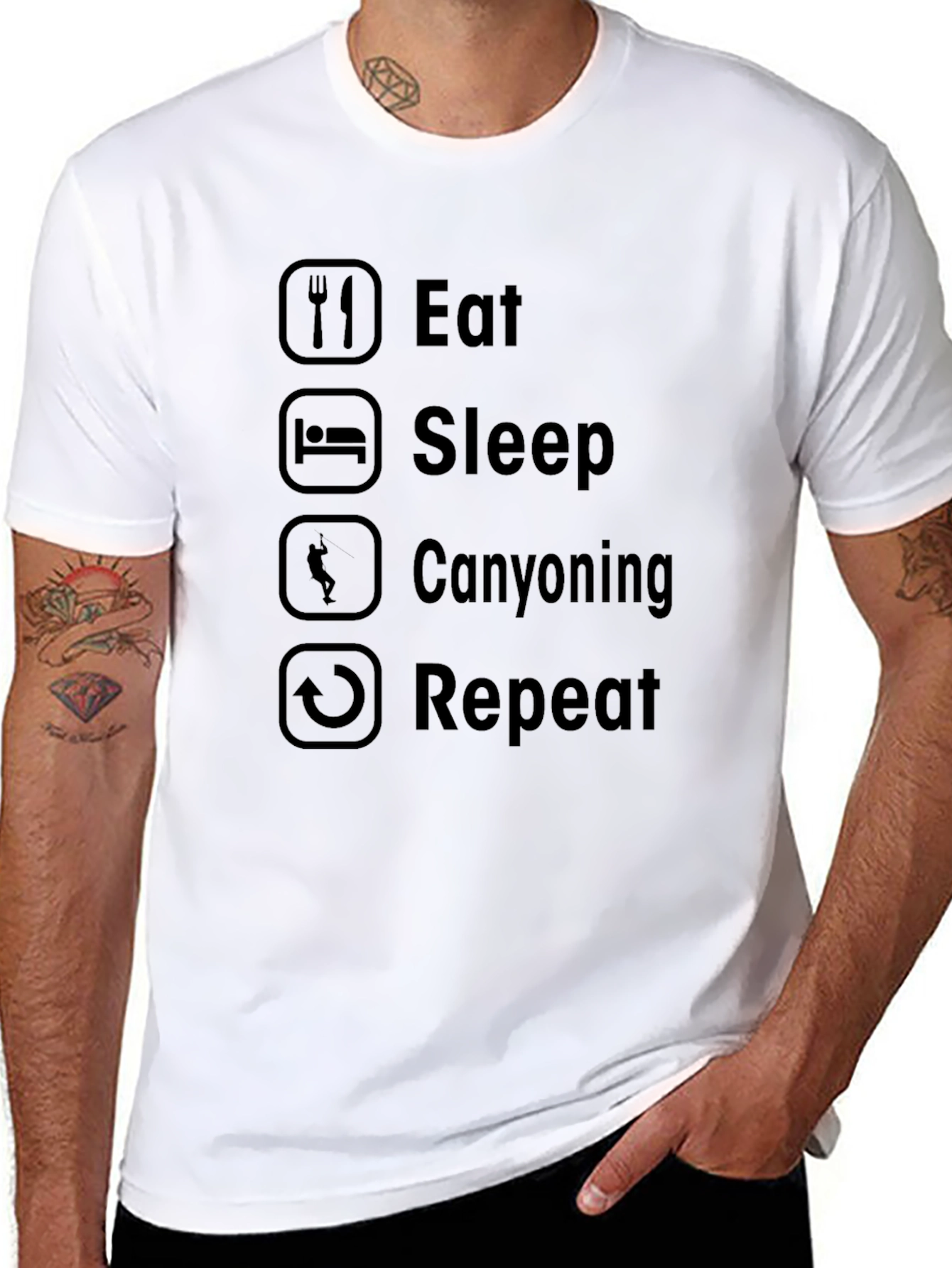 Black Eat Sleep Canyoning Repeat Graphic T-Shirt view 8