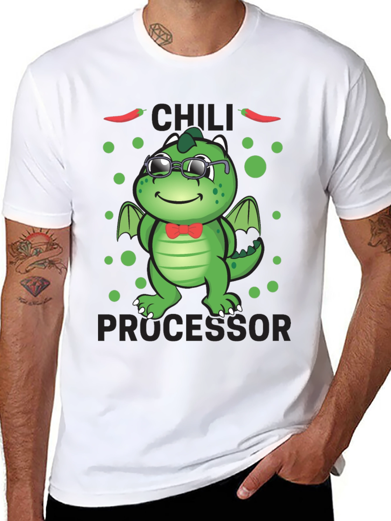 Black Chili Processor T-Shirt - Cute Dragon Design view 8