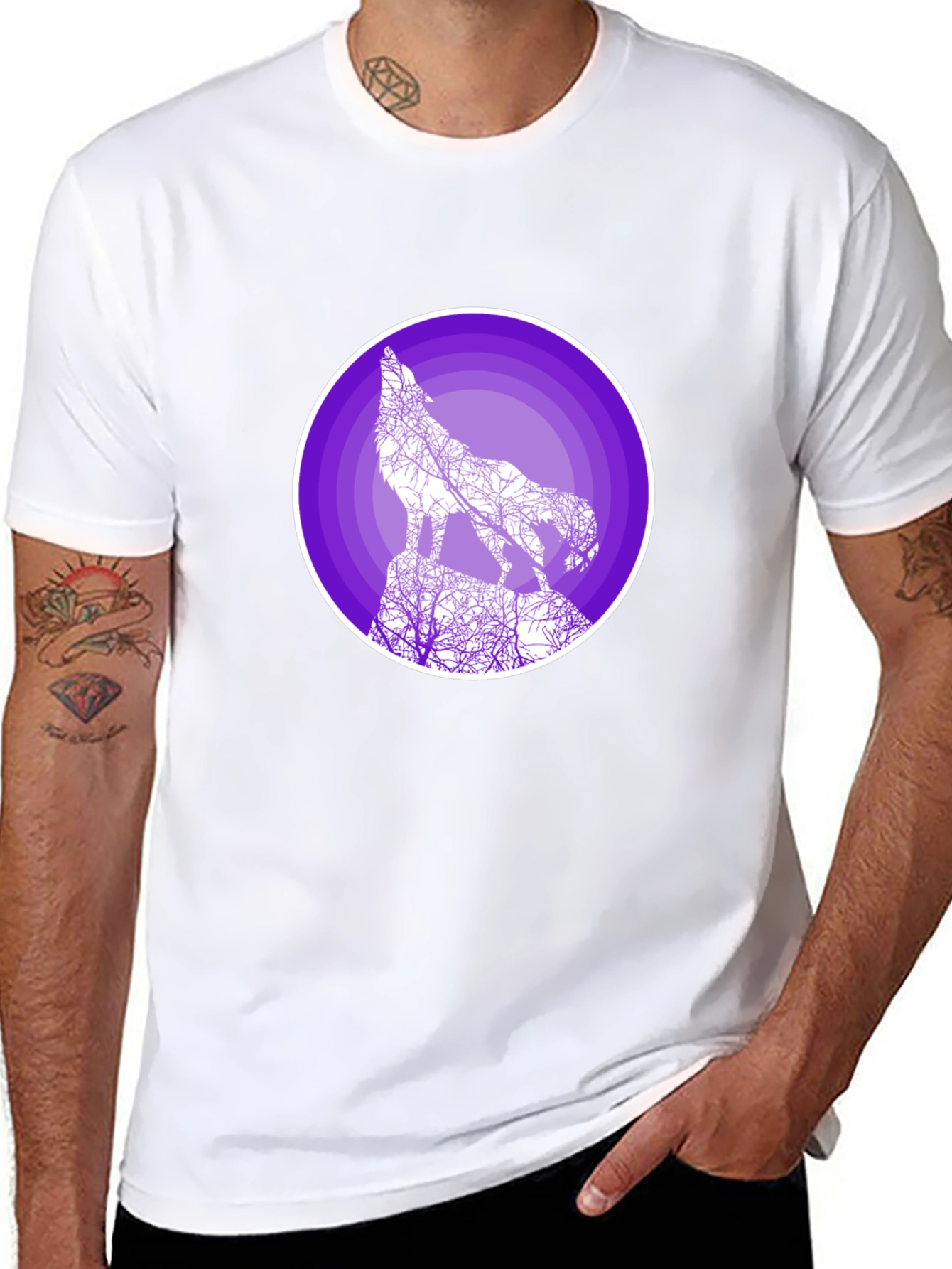 Black Wolf Silhouette Graphic T-Shirt - Black view 8