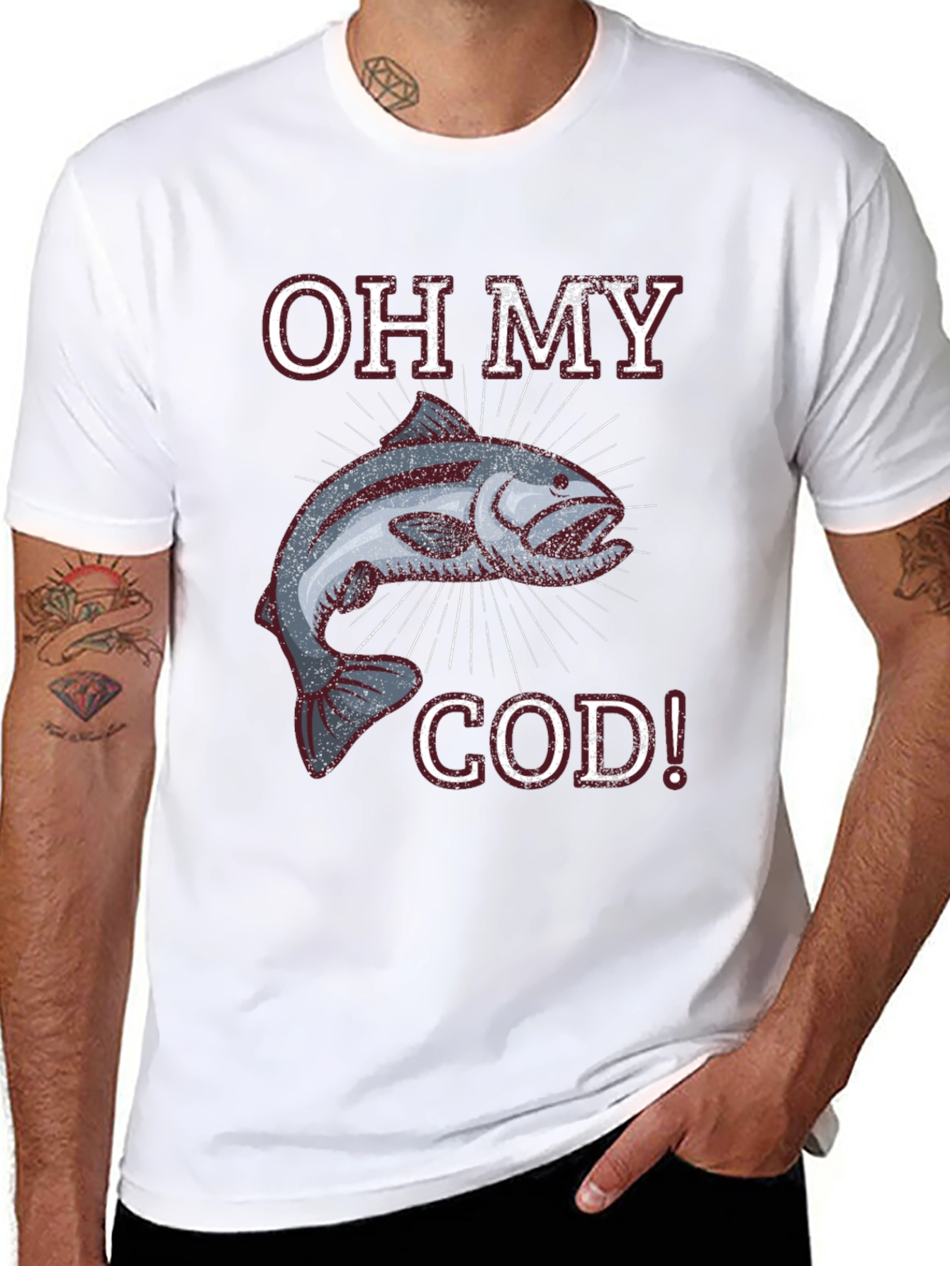 Black Oh My Cod! Funny Fish Graphic T-Shirt view 8