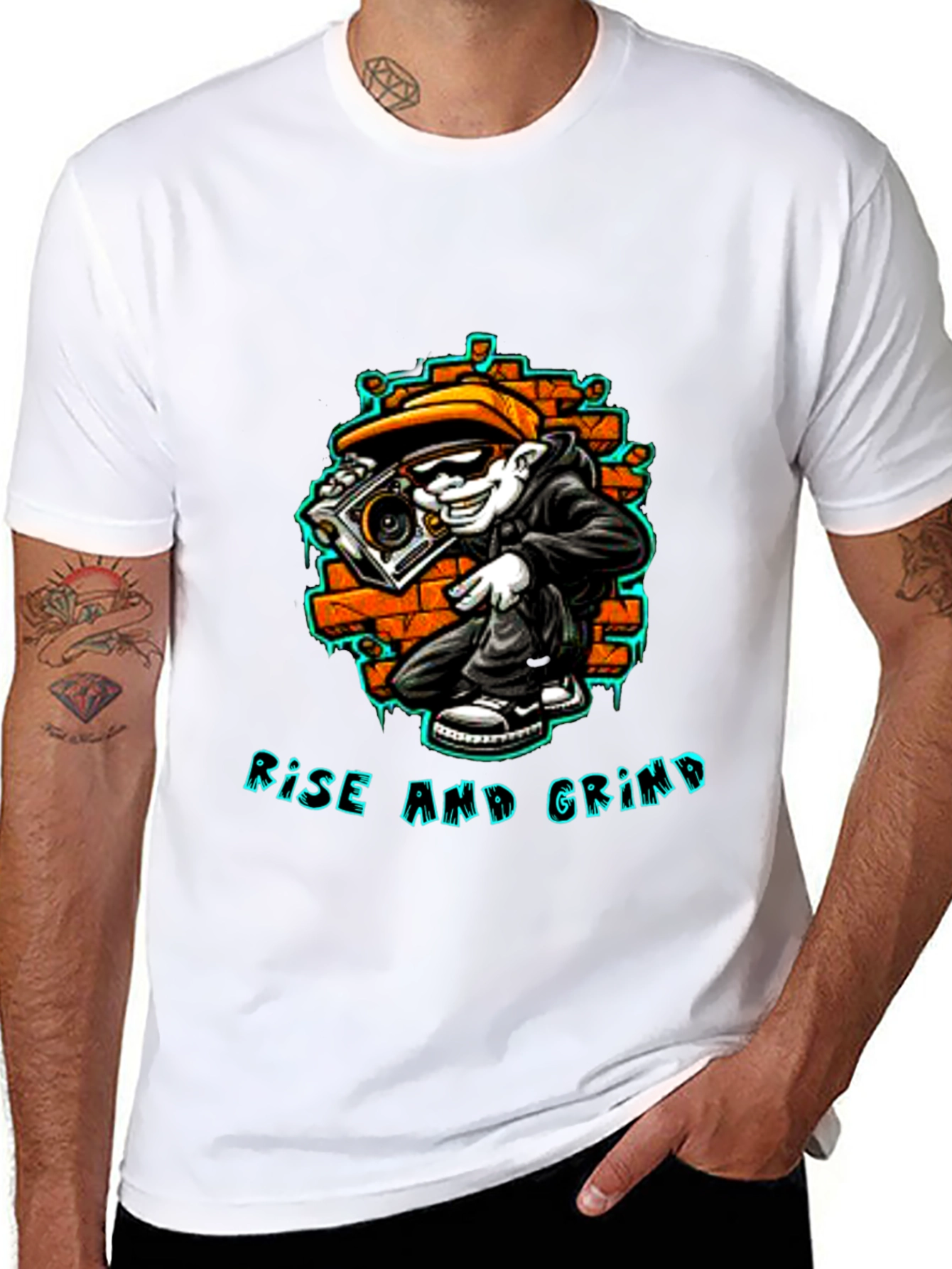 Black Rise and Grind Graphic Tee - Streetwear Style view 8