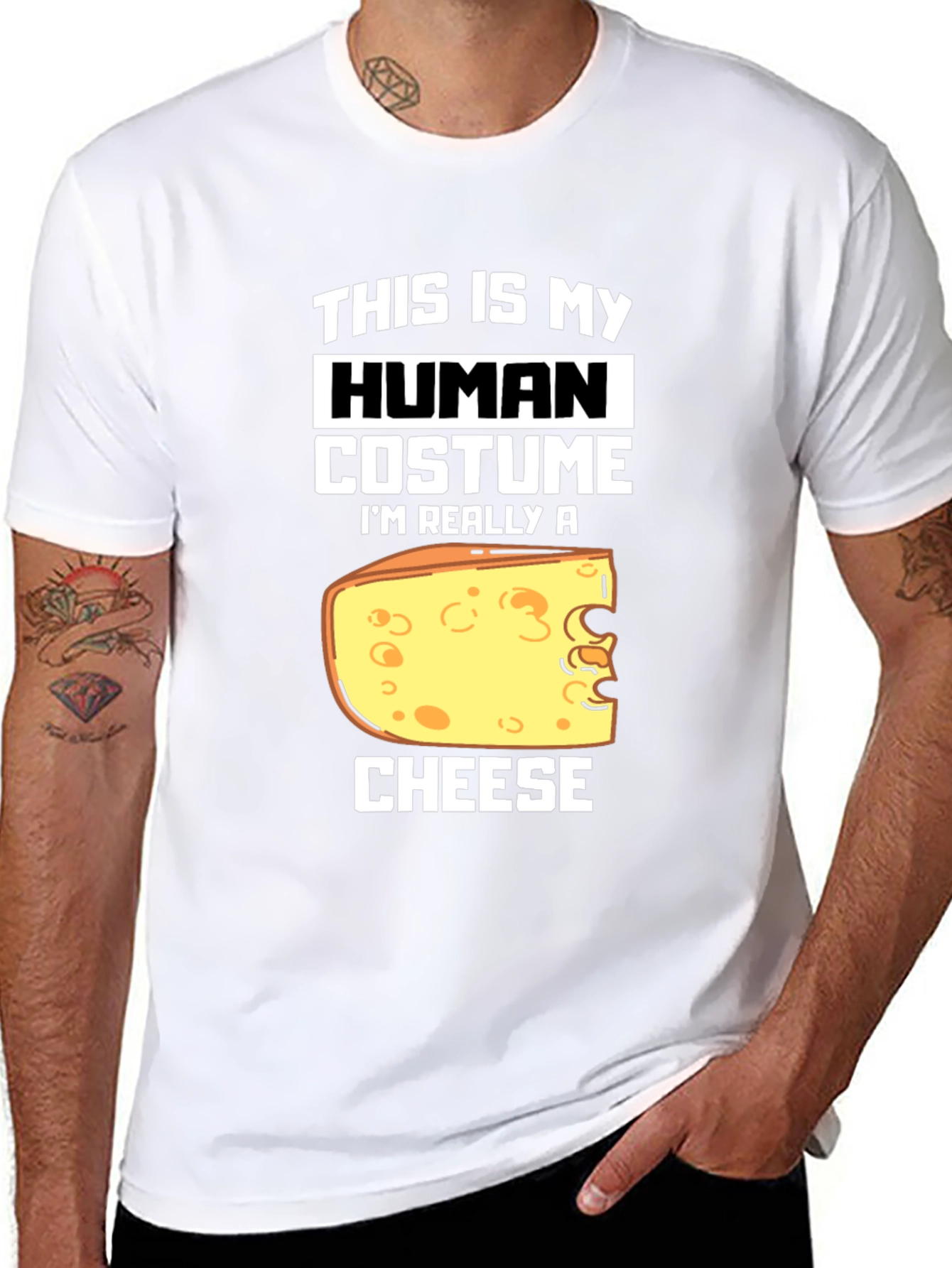 Black Human Costume I'm Really A Cheese T-Shirt view 8