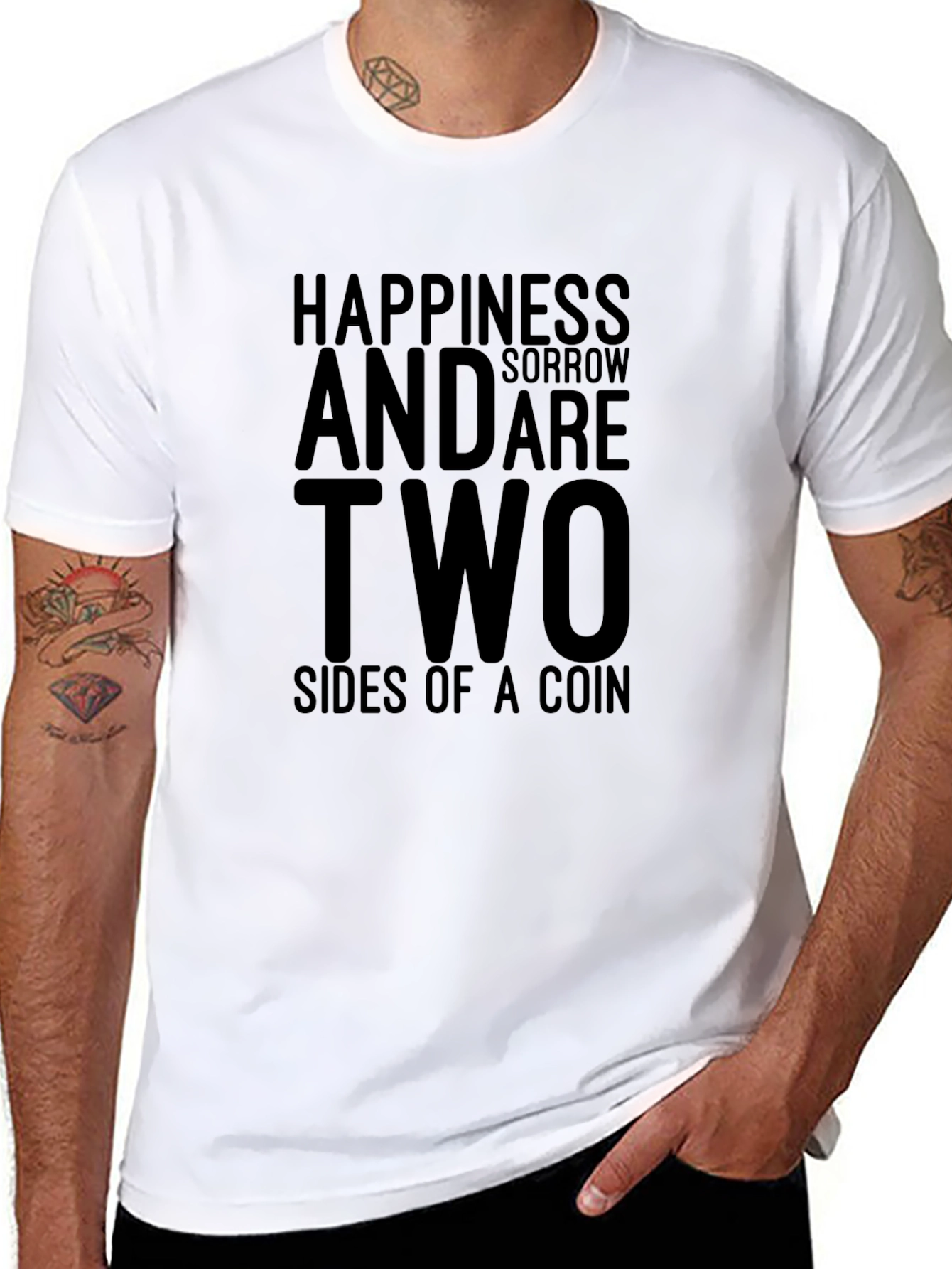 Black Happiness and Sorrow T-Shirt - Two Sides of a Coin view 8