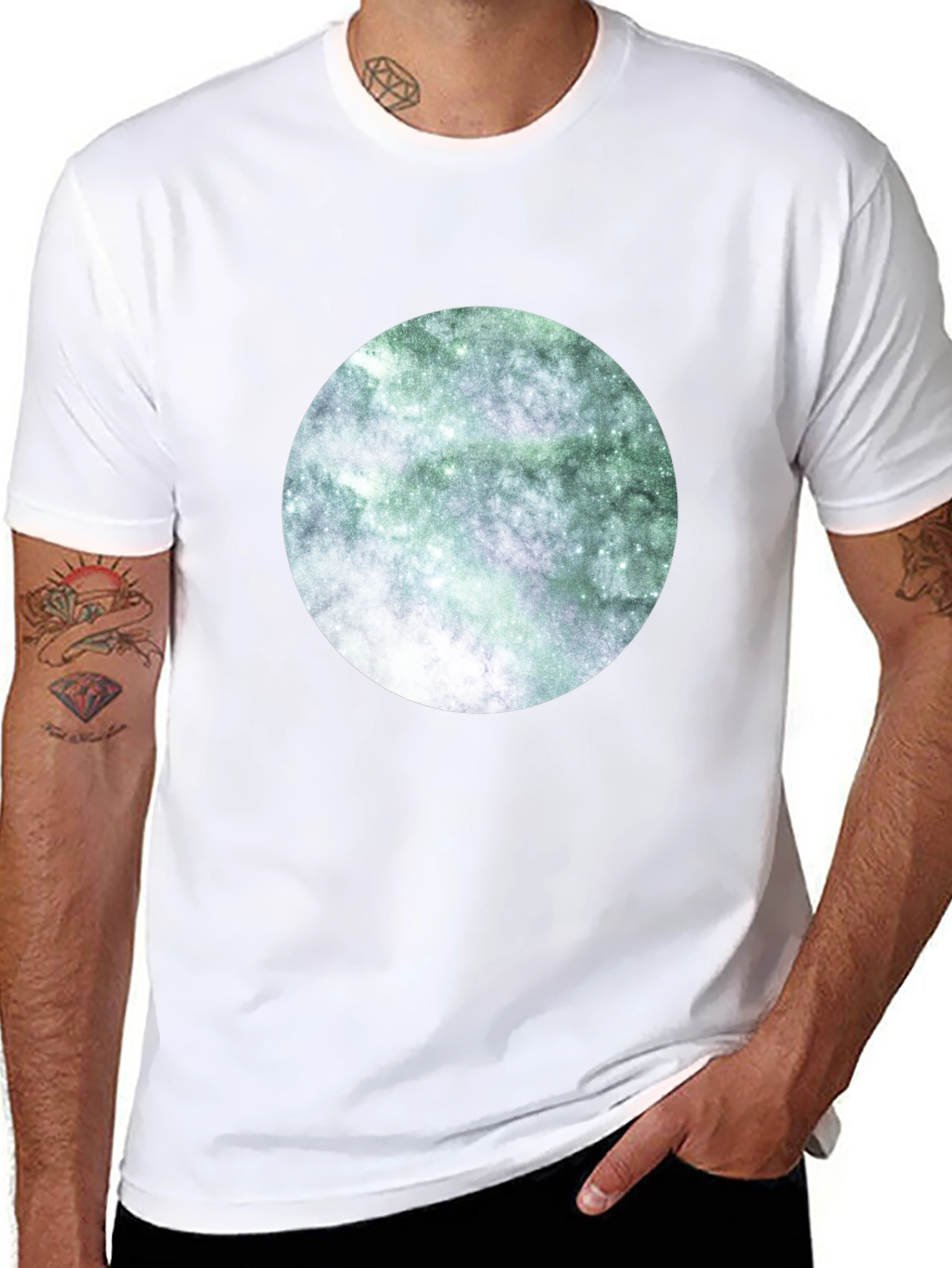 Black Nebula Circle Graphic Tee view 8