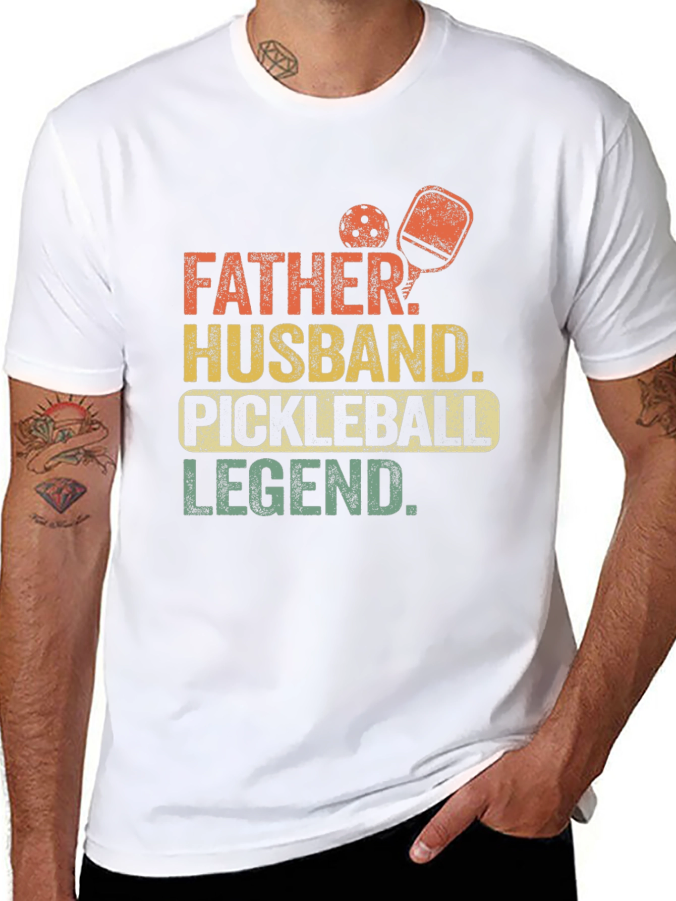 Black Father Husband Pickleball Legend Graphic Tee view 8