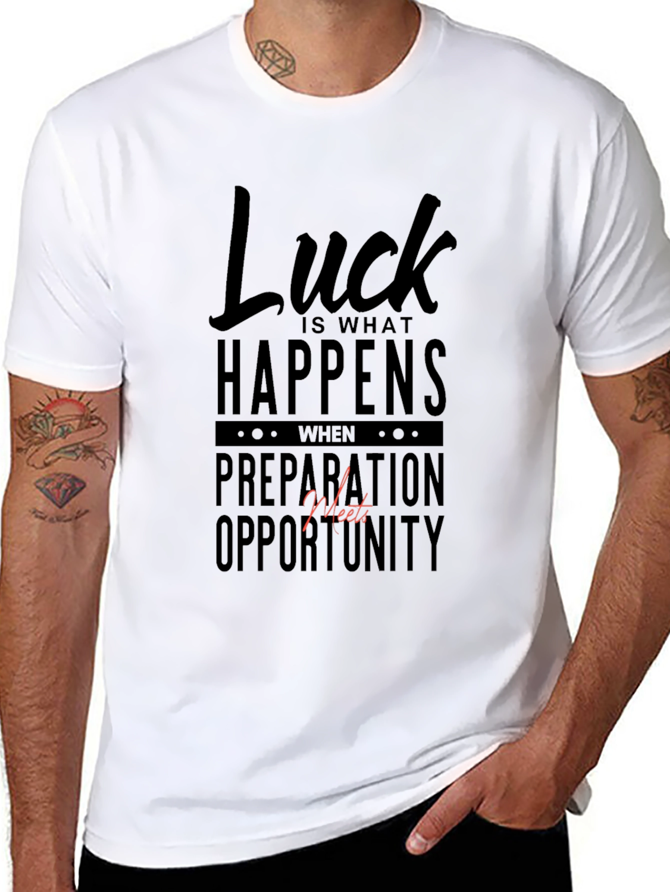 Black Luck Happens Black Graphic Tee view 8