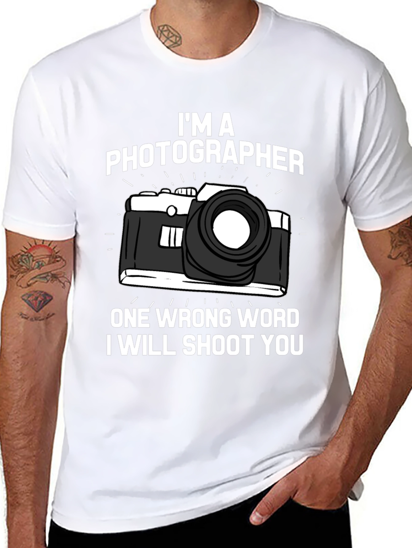 Black Photographer T-Shirt: I'll Shoot You Funny Camera Tee view 8