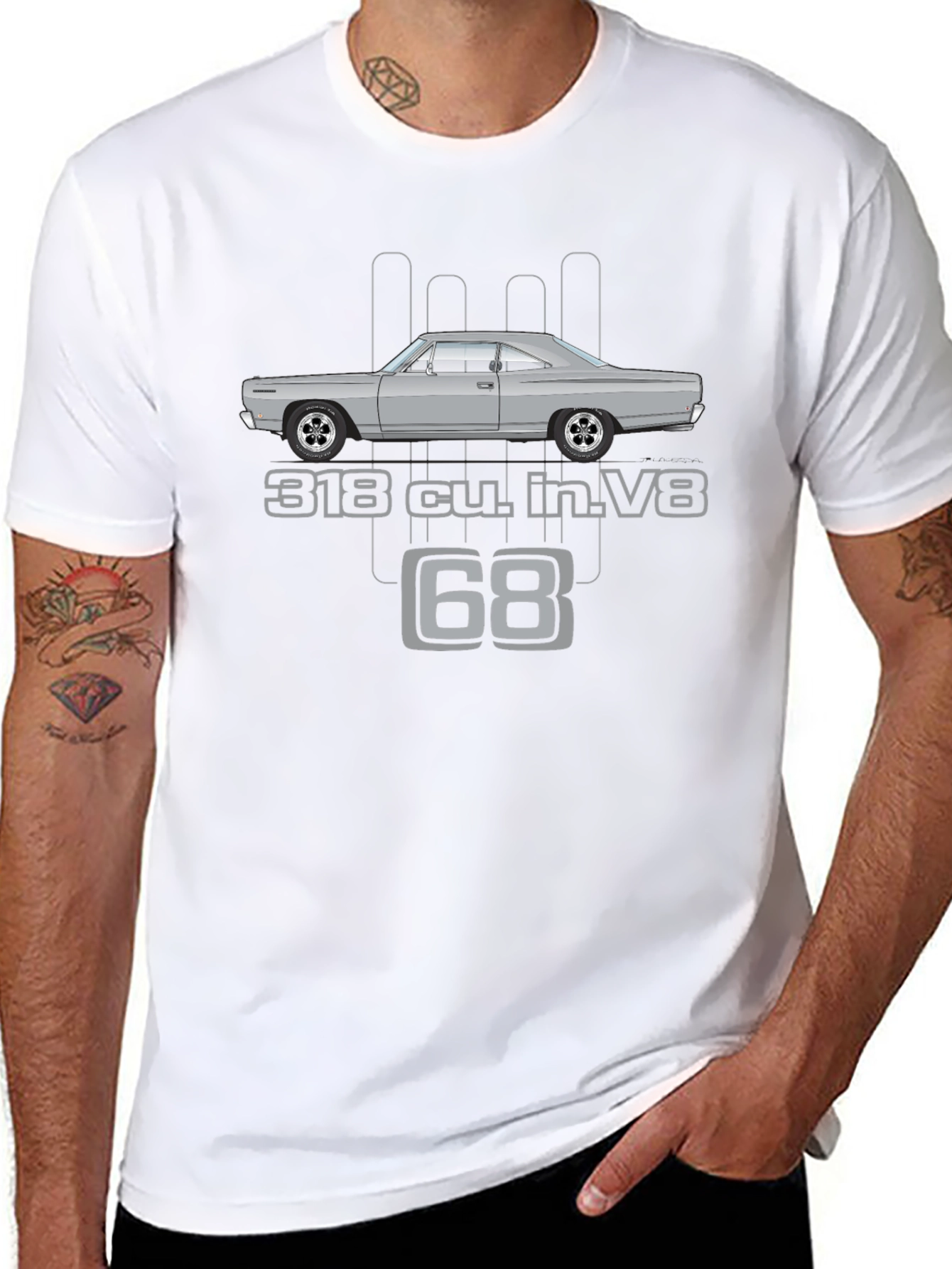 Black Classic '68 Car Graphic T-Shirt view 8