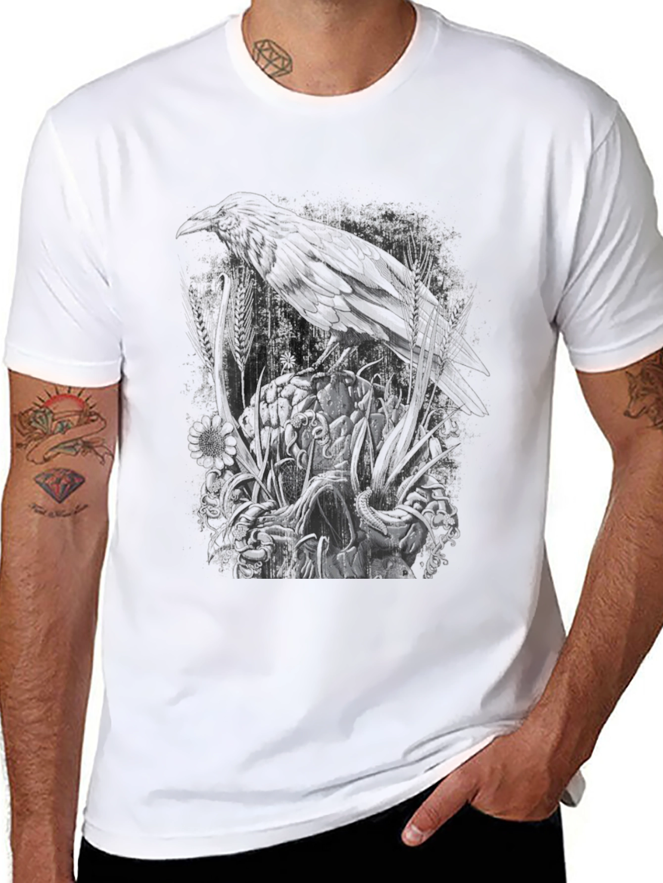 Black Raven Graphic T-Shirt - Dark & Edgy Design view 8