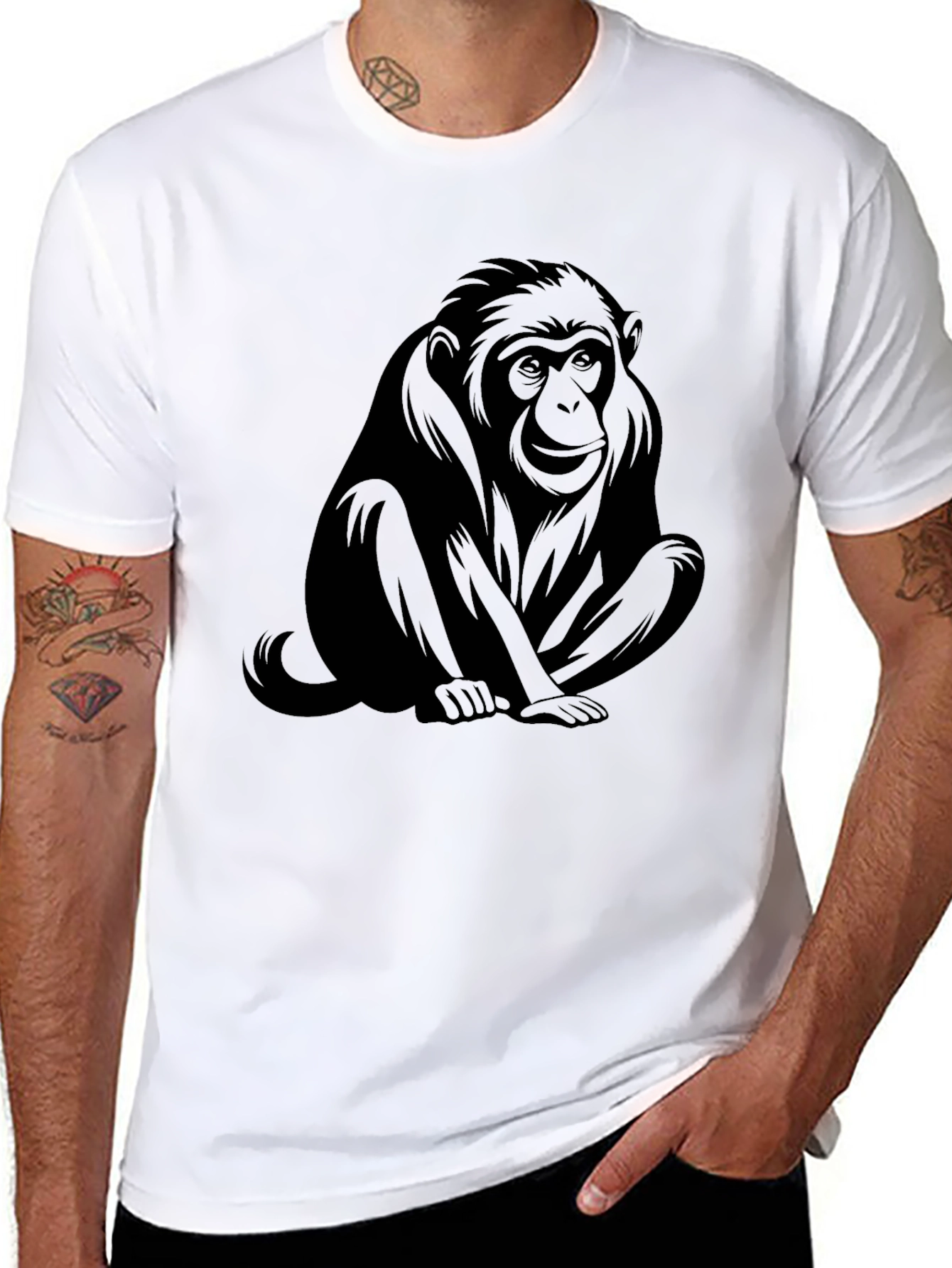 Black Black Monkey Graphic Tee - Unisex Casual Shirt view 8