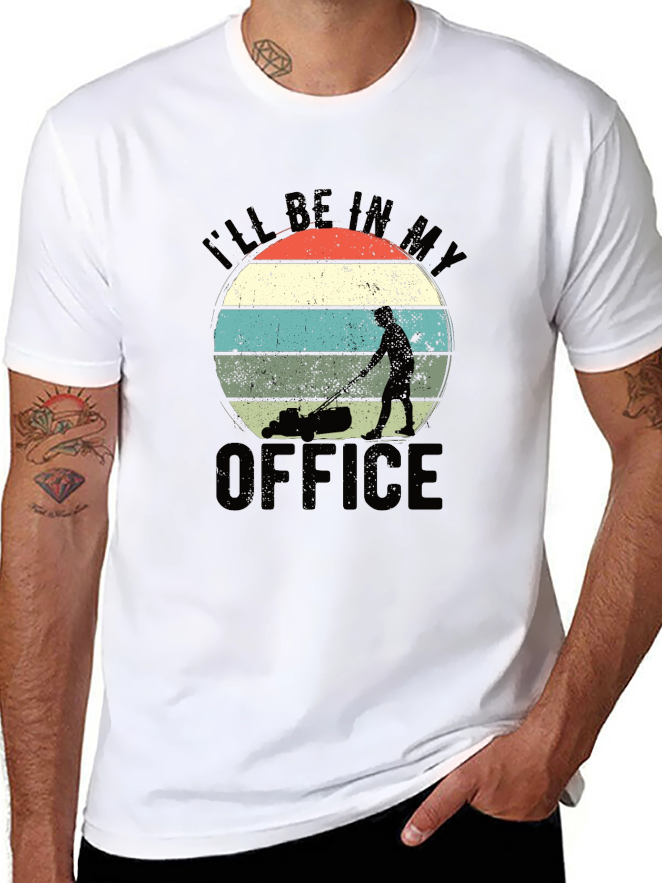Black I'll Be In My Office Funny Lawn Mowing T-Shirt view 8