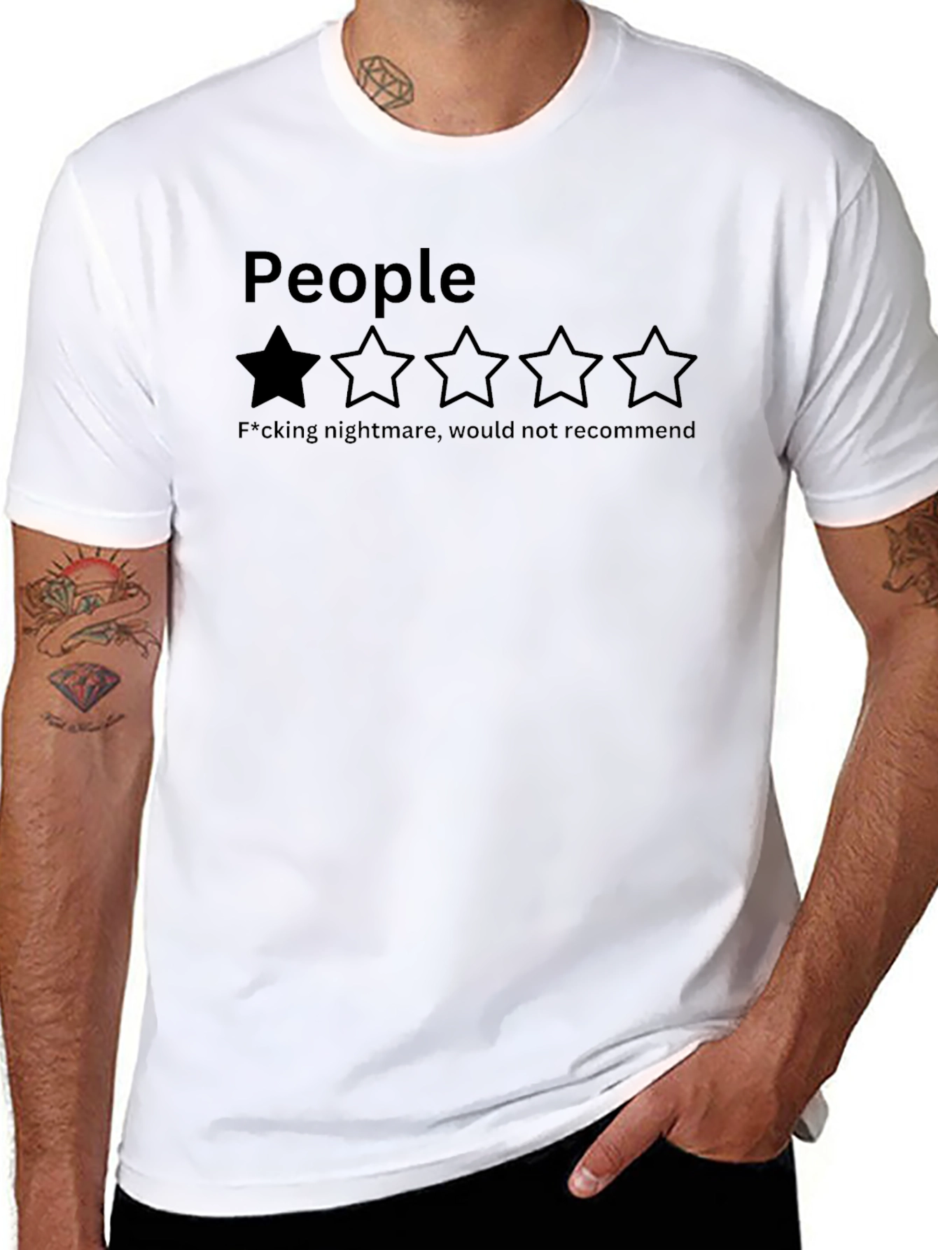 Black People Rating T-Shirt - Funny Sarcastic One Star Review Tee view 8
