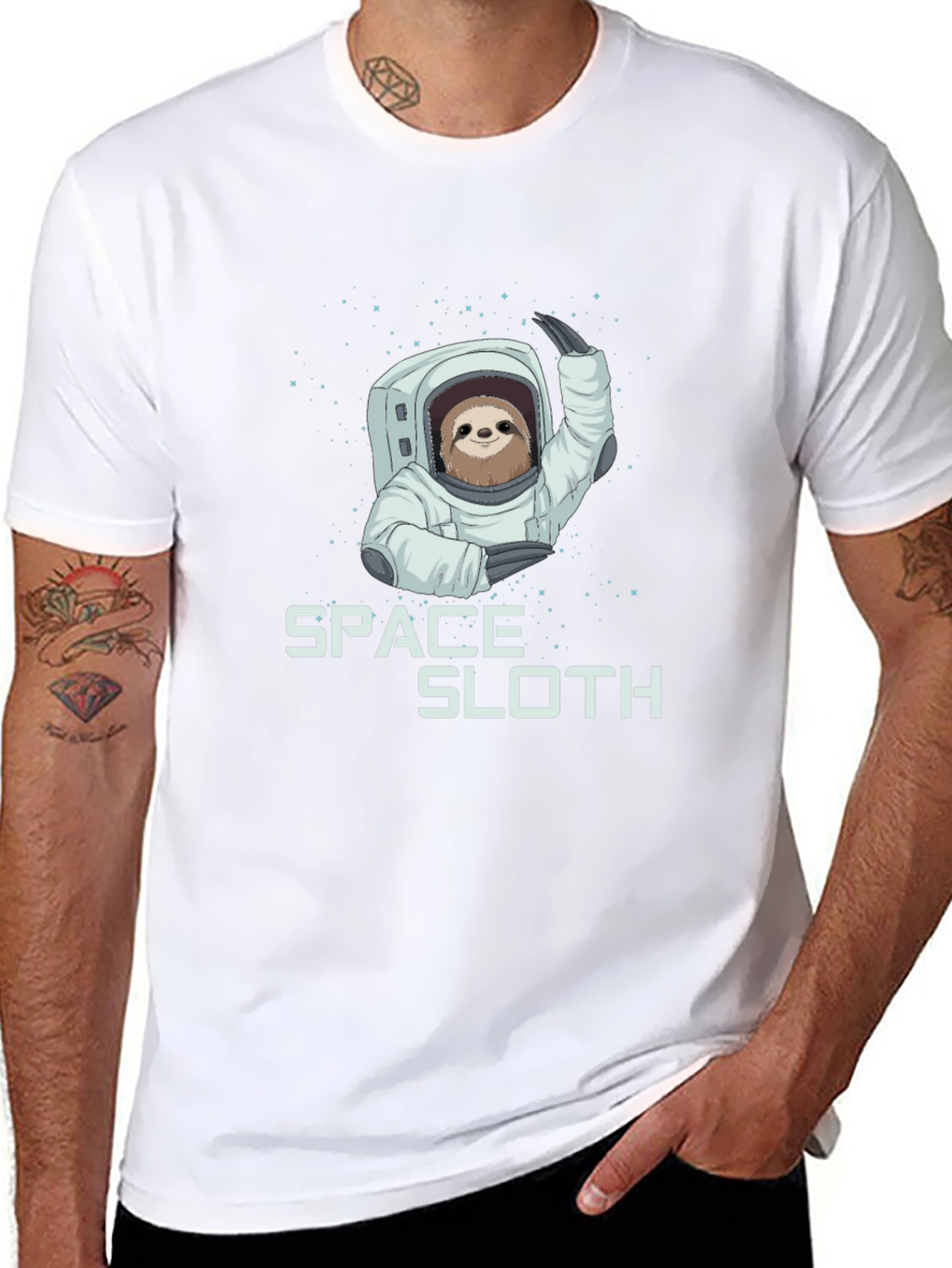 Black Space Sloth Graphic Tee - Black Cotton Blend view 8