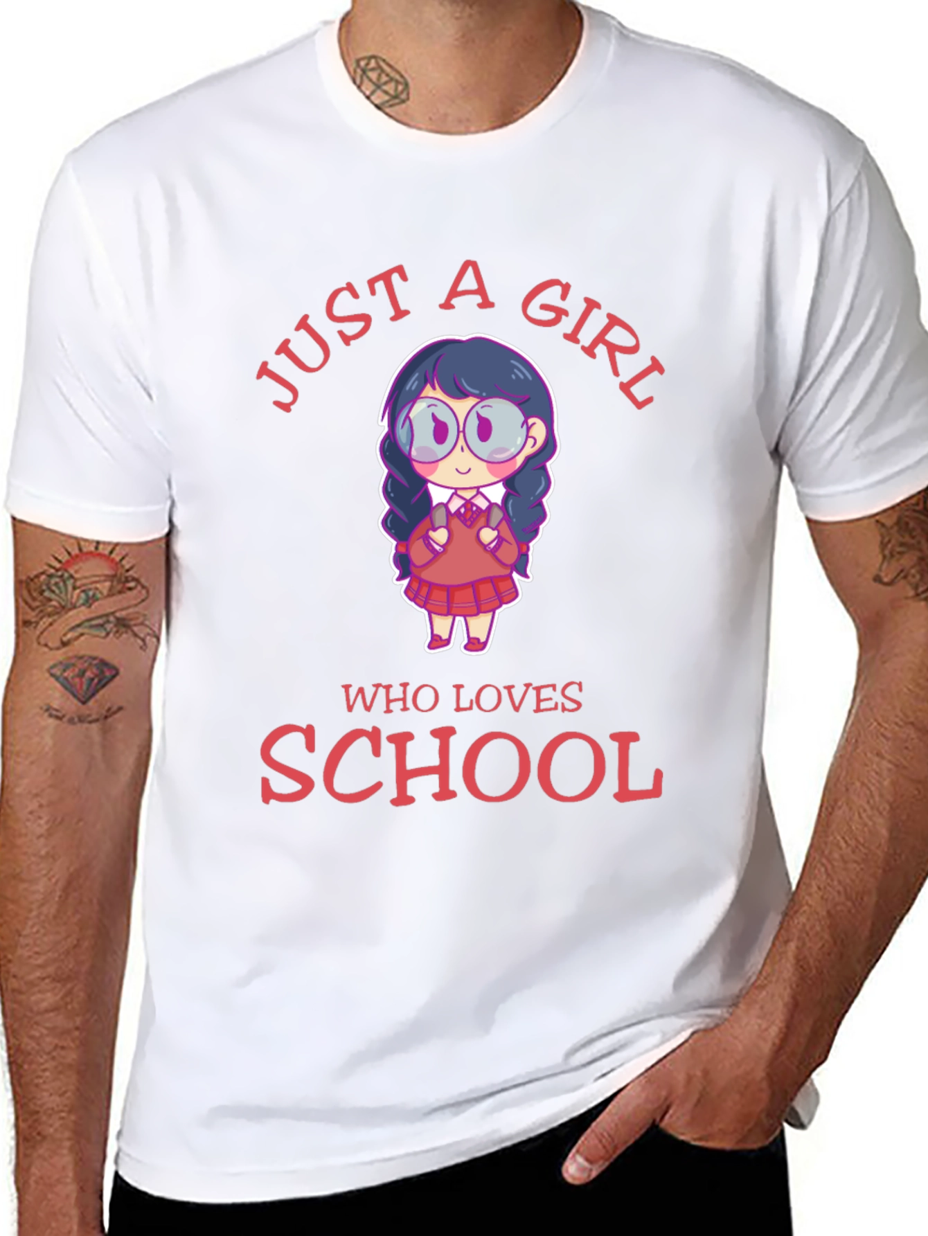 Black Just A Girl Who Loves School T-Shirt view 8