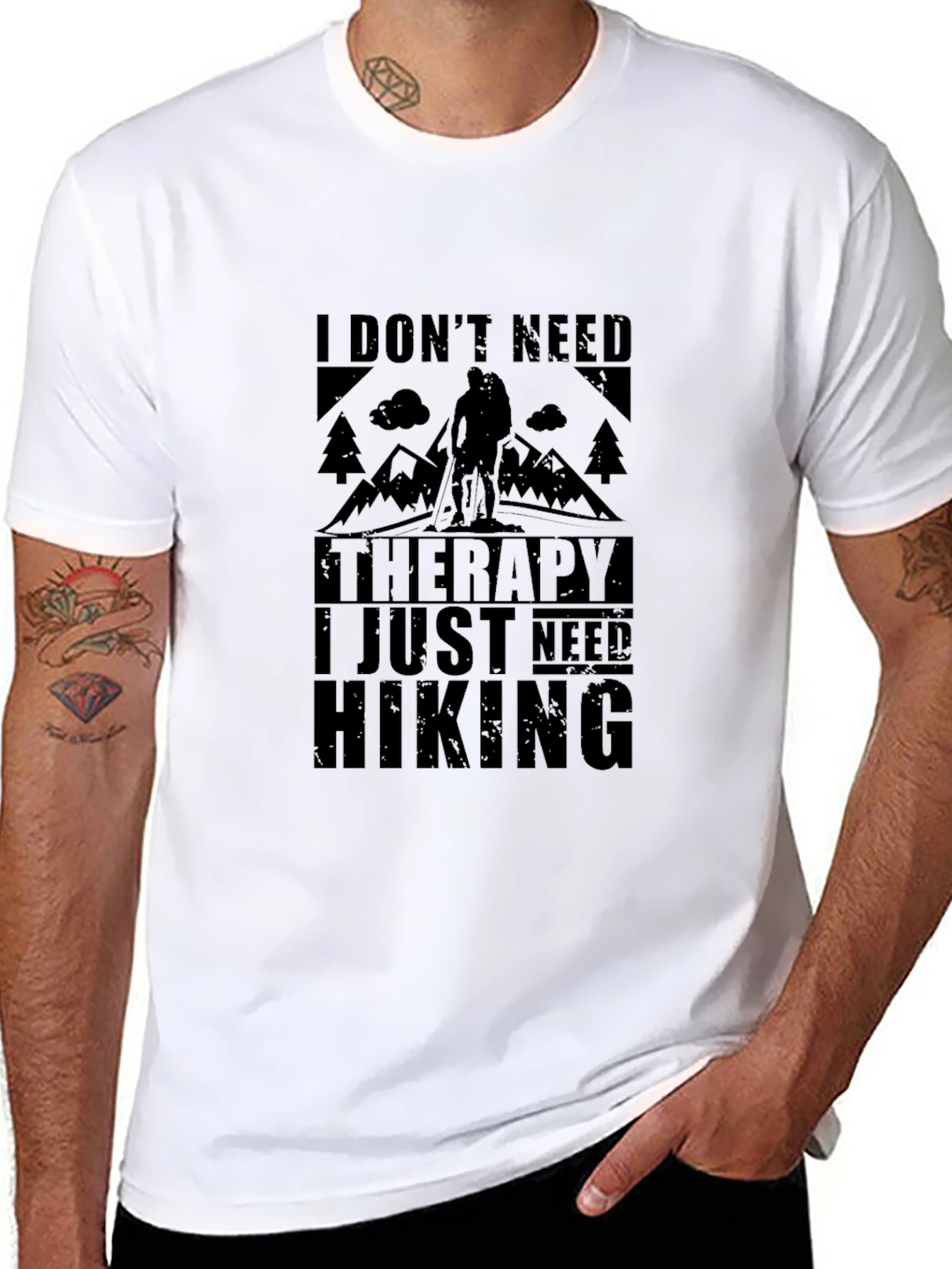 Black Hiking Therapy Black T-Shirt view 8