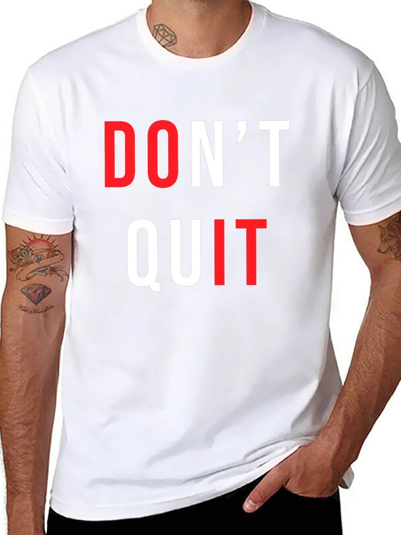 Black Motivational Don't Quit Graphic Tee view 8