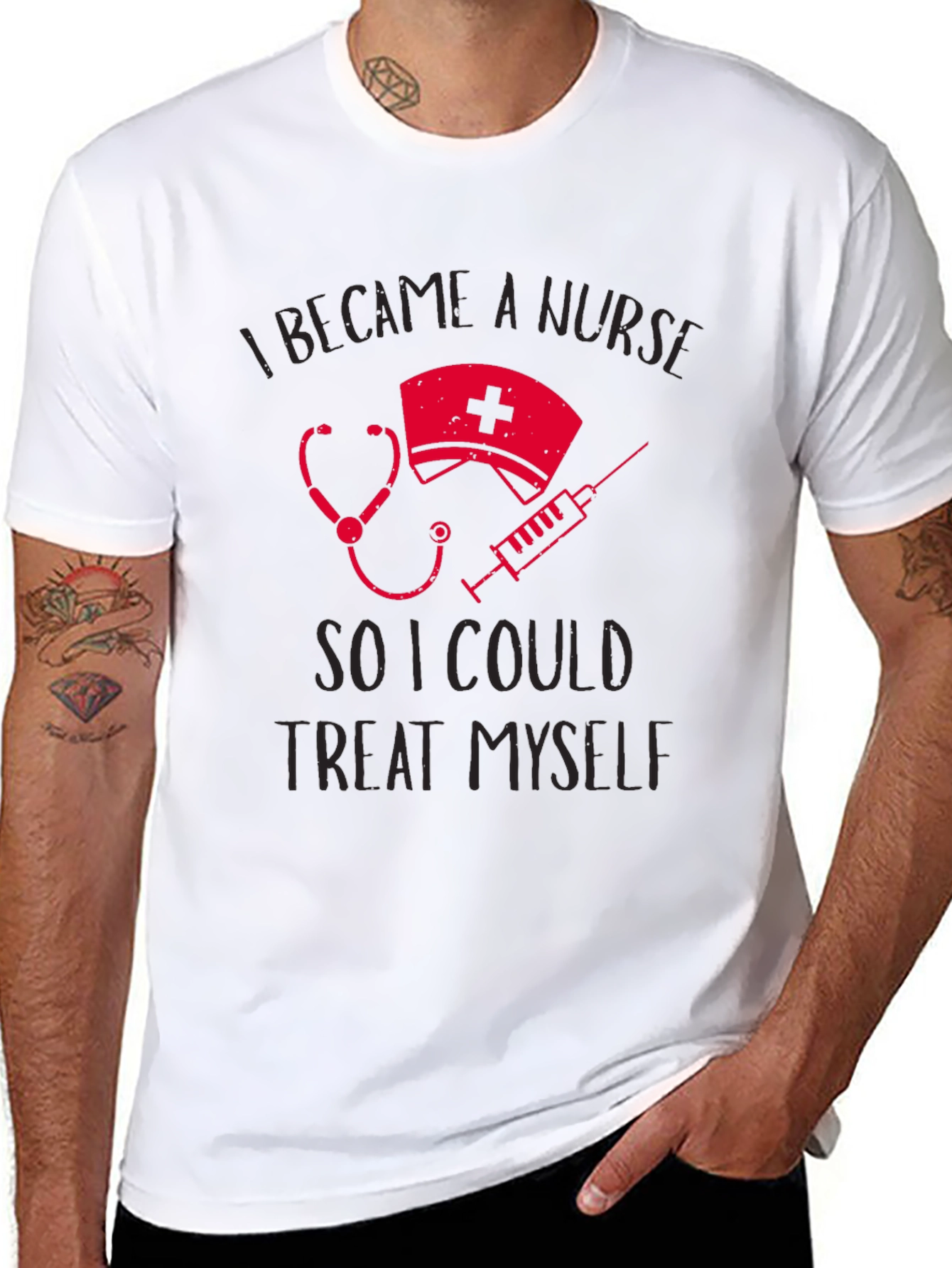 Black Nurse Treat Myself T-Shirt Funny Nursing Tee view 8
